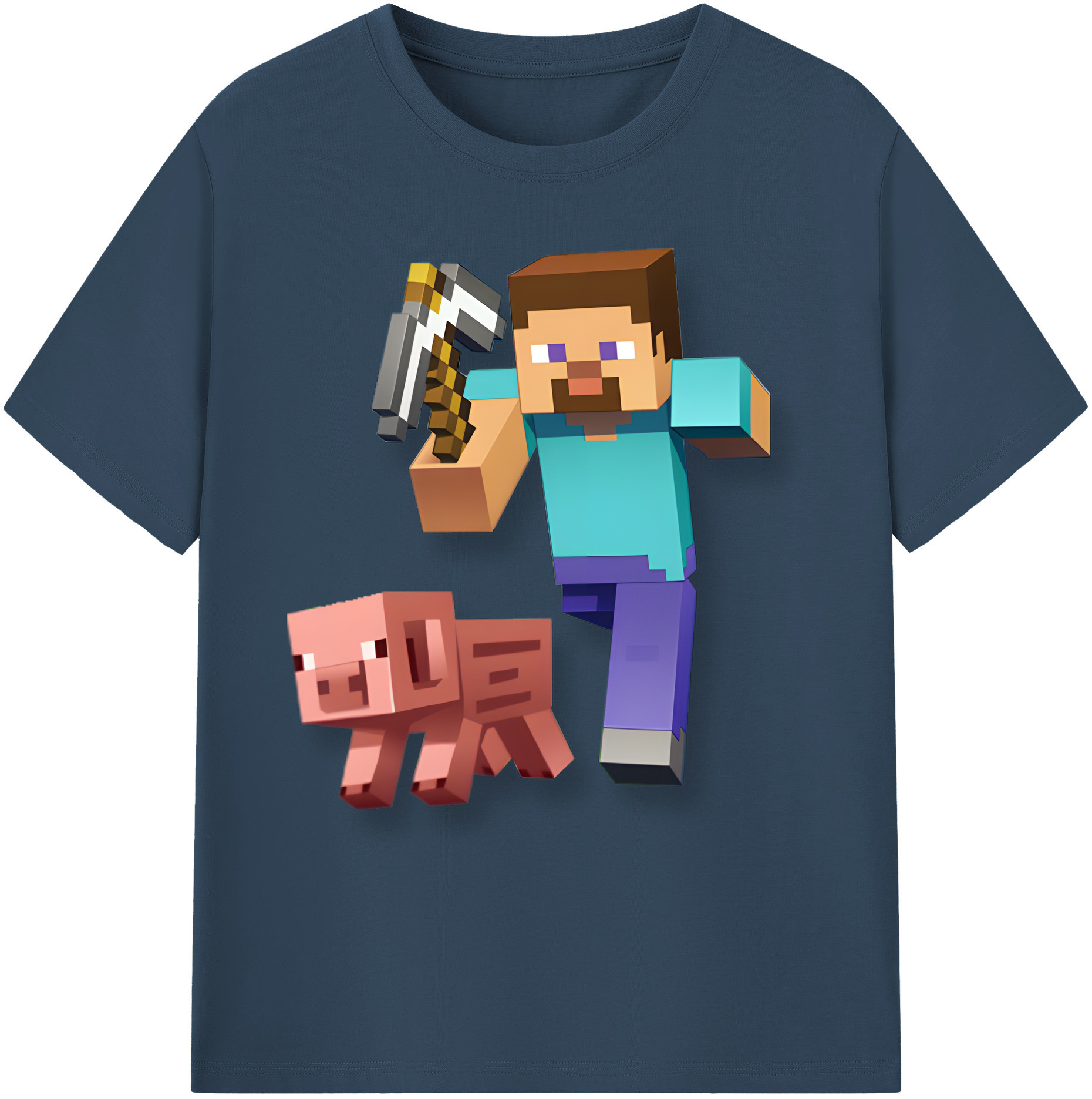 （画像用） マインクラフト ブロックの世界 Minecraft MC Block world 綿100％ メンズ半袖Tシャツ｜肌触りやわらか＆通気性