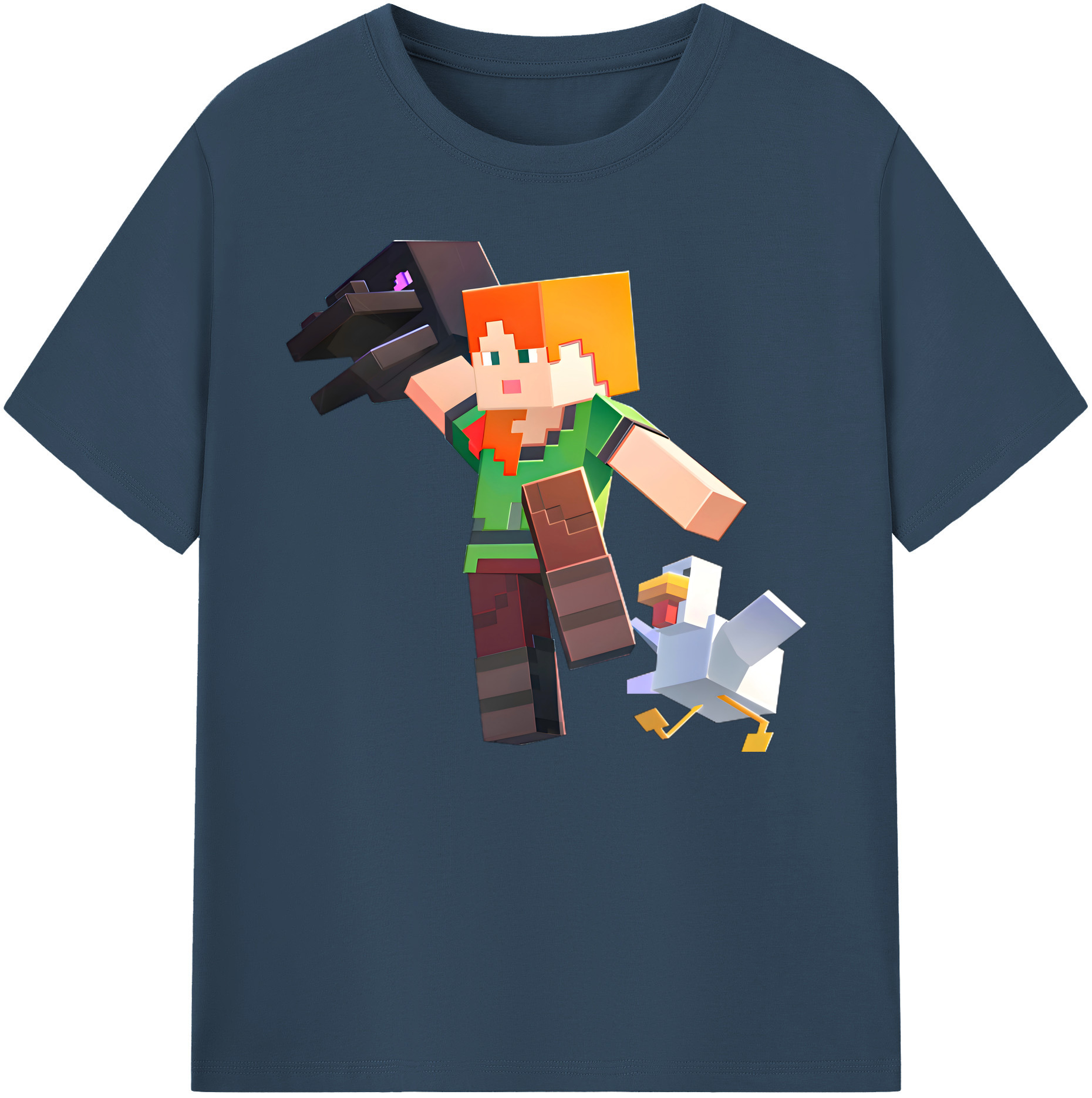 （画像用） マインクラフト ブロックの世界 Minecraft MC Block world 綿100％ メンズ半袖Tシャツ｜肌触りやわらか＆通気性
