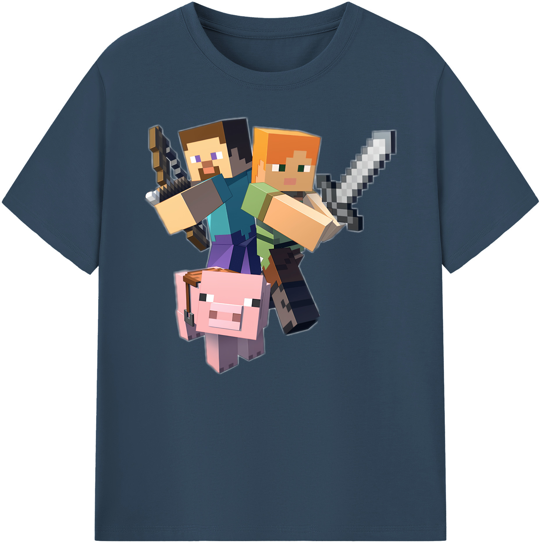 （画像用） マインクラフト ブロックの世界 Minecraft MC Block world 綿100％ メンズ半袖Tシャツ｜肌触りやわらか＆通気性