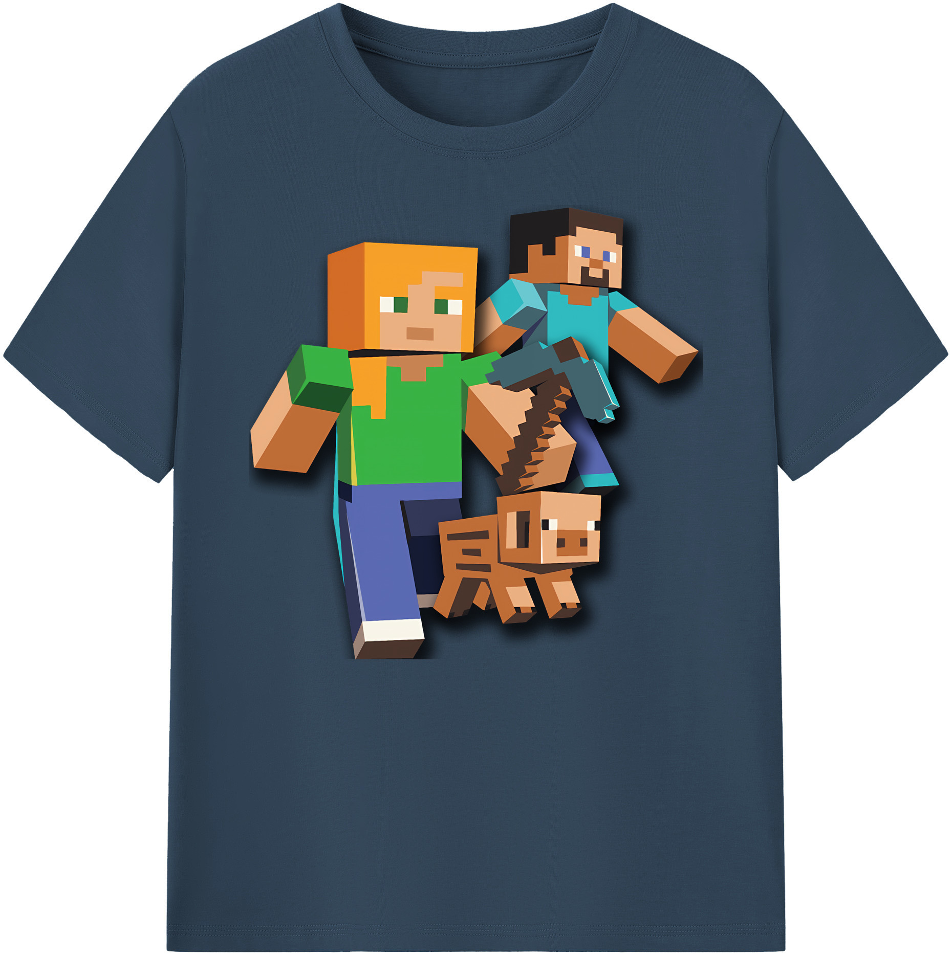 （画像用） マインクラフト ブロックの世界 Minecraft MC Block world 綿100％ メンズ半袖Tシャツ｜肌触りやわらか＆通気性