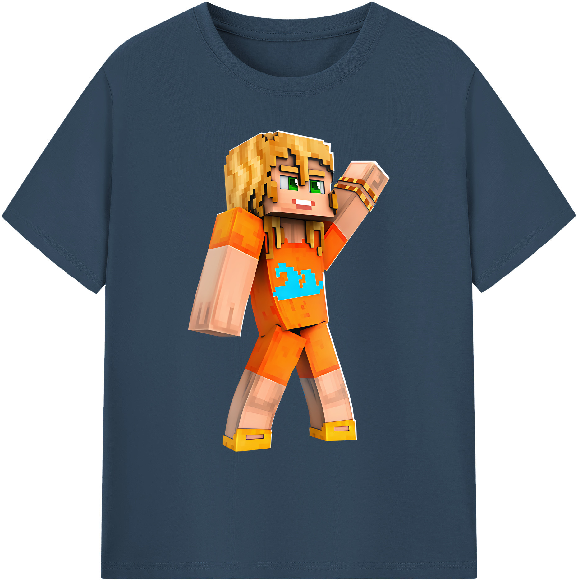 （画像用） マインクラフト ブロックの世界 Minecraft MC Block world 綿100％ メンズ半袖Tシャツ｜肌触りやわらか＆通気性