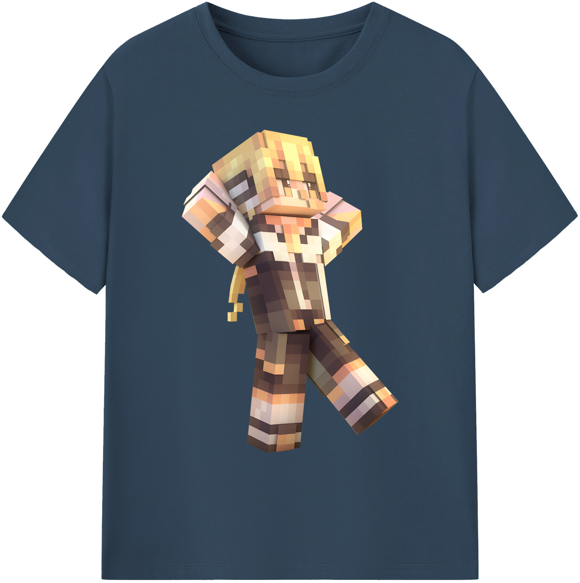 （画像用） マインクラフト ブロックの世界 Minecraft MC Block world 綿100％ メンズ半袖Tシャツ｜肌触りやわらか＆通気性