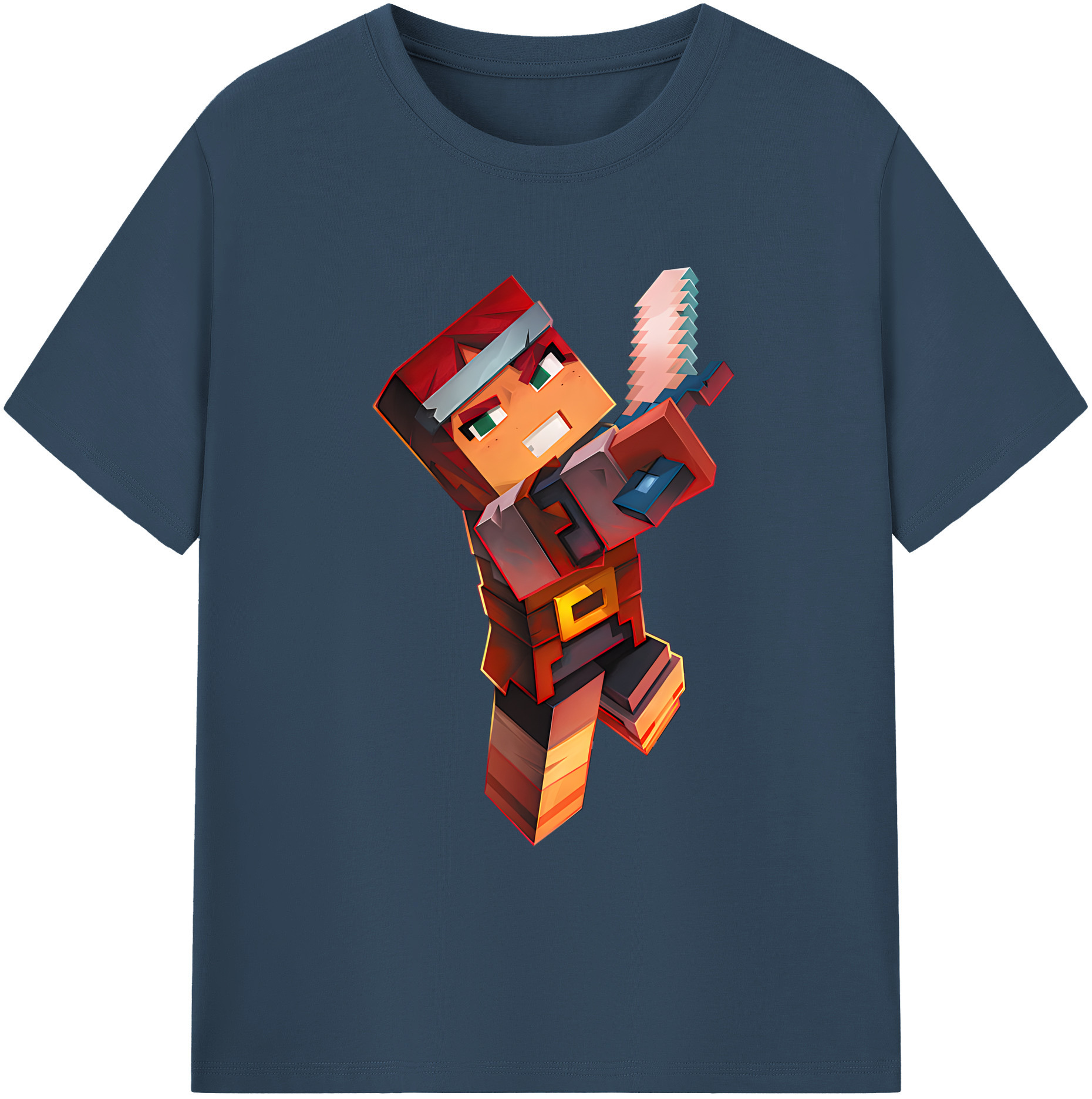 （画像用） マインクラフト ブロックの世界 Minecraft MC Block world 綿100％ メンズ半袖Tシャツ｜肌触りやわらか＆通気性