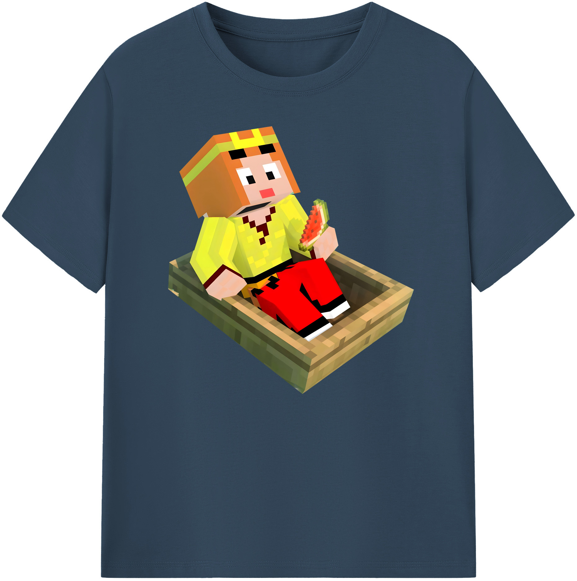 （画像用） マインクラフト ブロックの世界 Minecraft MC Block world 綿100％ メンズ半袖Tシャツ｜肌触りやわらか＆通気性