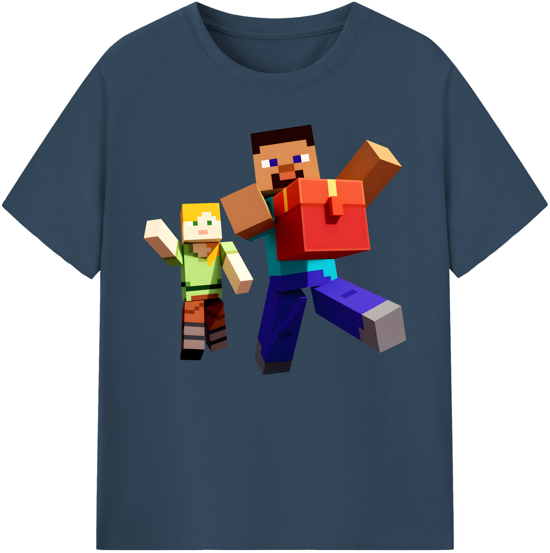 （画像用） マインクラフト ブロックの世界 Minecraft MC Block world 綿100％ メンズ半袖Tシャツ｜肌触りやわらか＆通気性