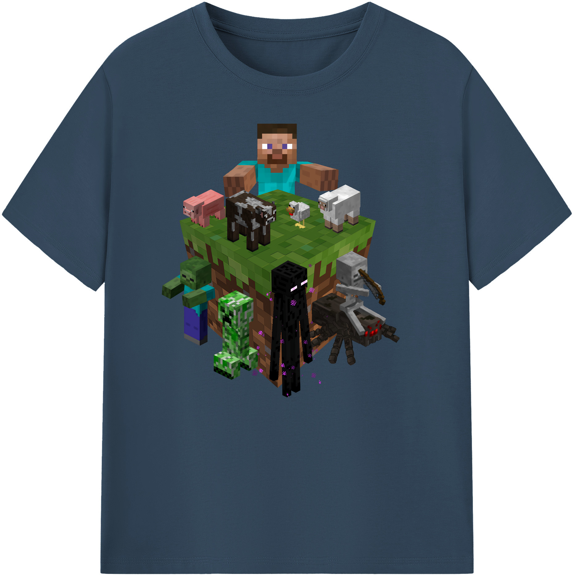 （画像用） マインクラフト ブロックの世界 Minecraft MC Block world 綿100％ メンズ半袖Tシャツ｜肌触りやわらか＆通気性