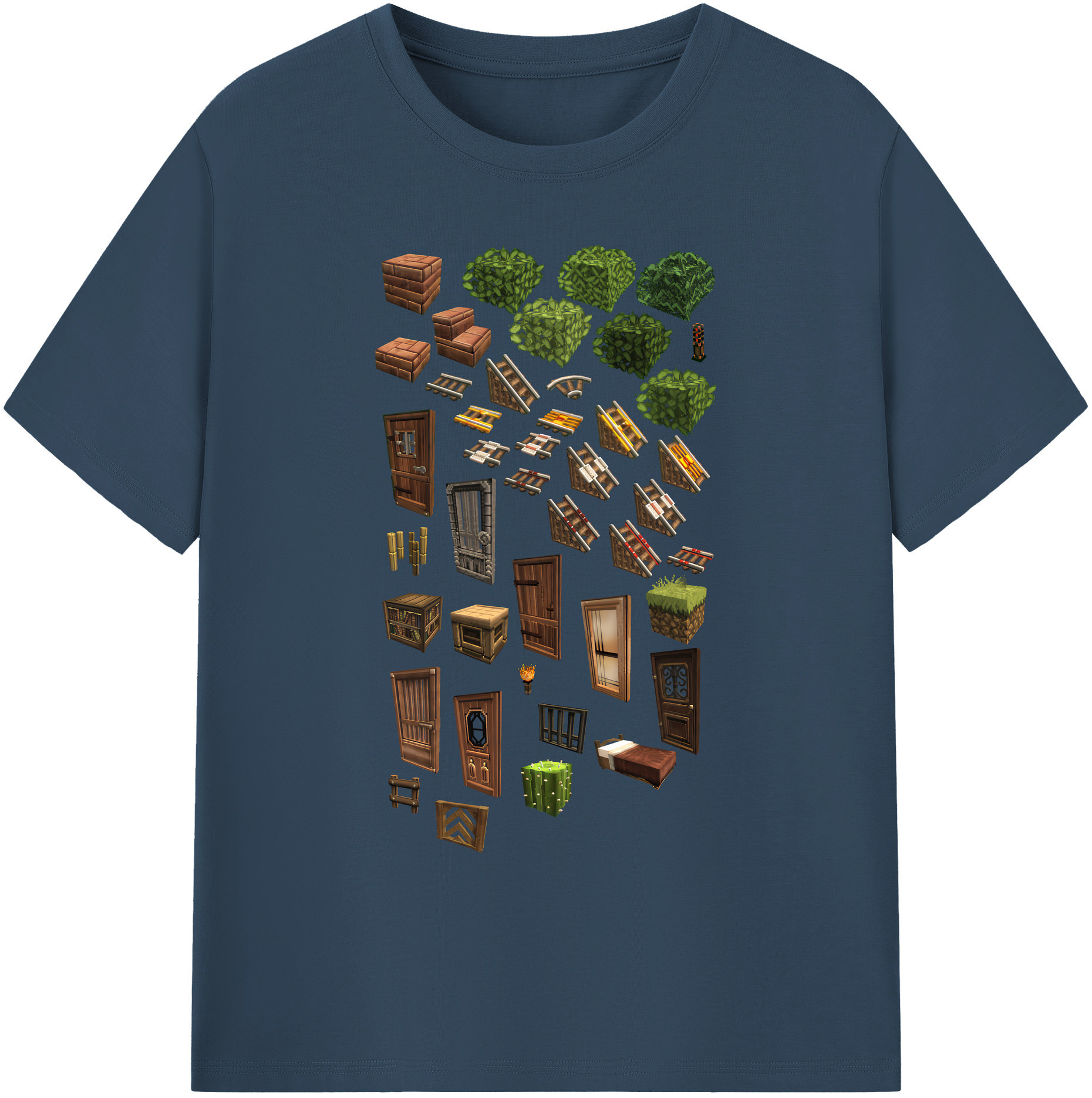 （画像用） マインクラフト ブロックの世界 Minecraft MC Block world 綿100％ メンズ半袖Tシャツ｜肌触りやわらか＆通気性