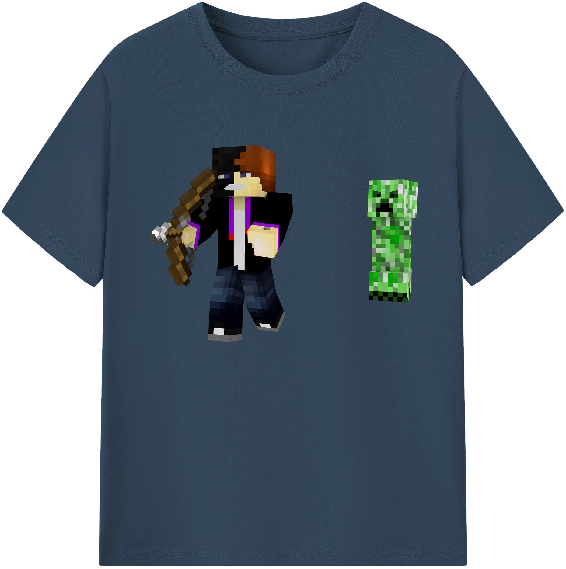 （画像用） マインクラフト ブロックの世界 Minecraft MC Block world 綿100％ メンズ半袖Tシャツ｜肌触りやわらか＆通気性