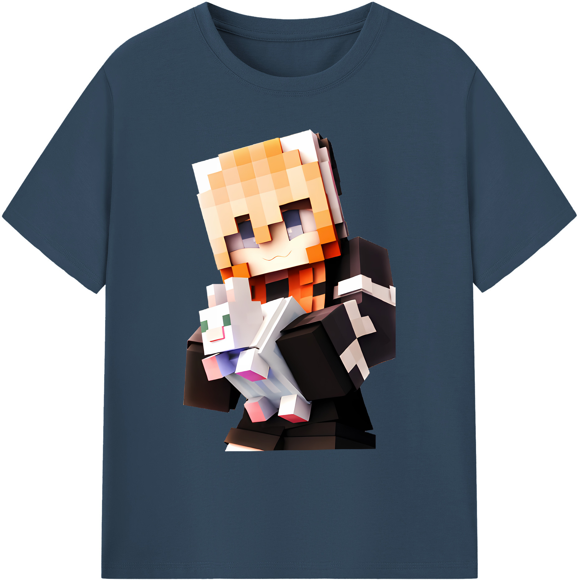 （画像用） マインクラフト ブロックの世界 Minecraft MC Block world 綿100％ メンズ半袖Tシャツ｜肌触りやわらか＆通気性