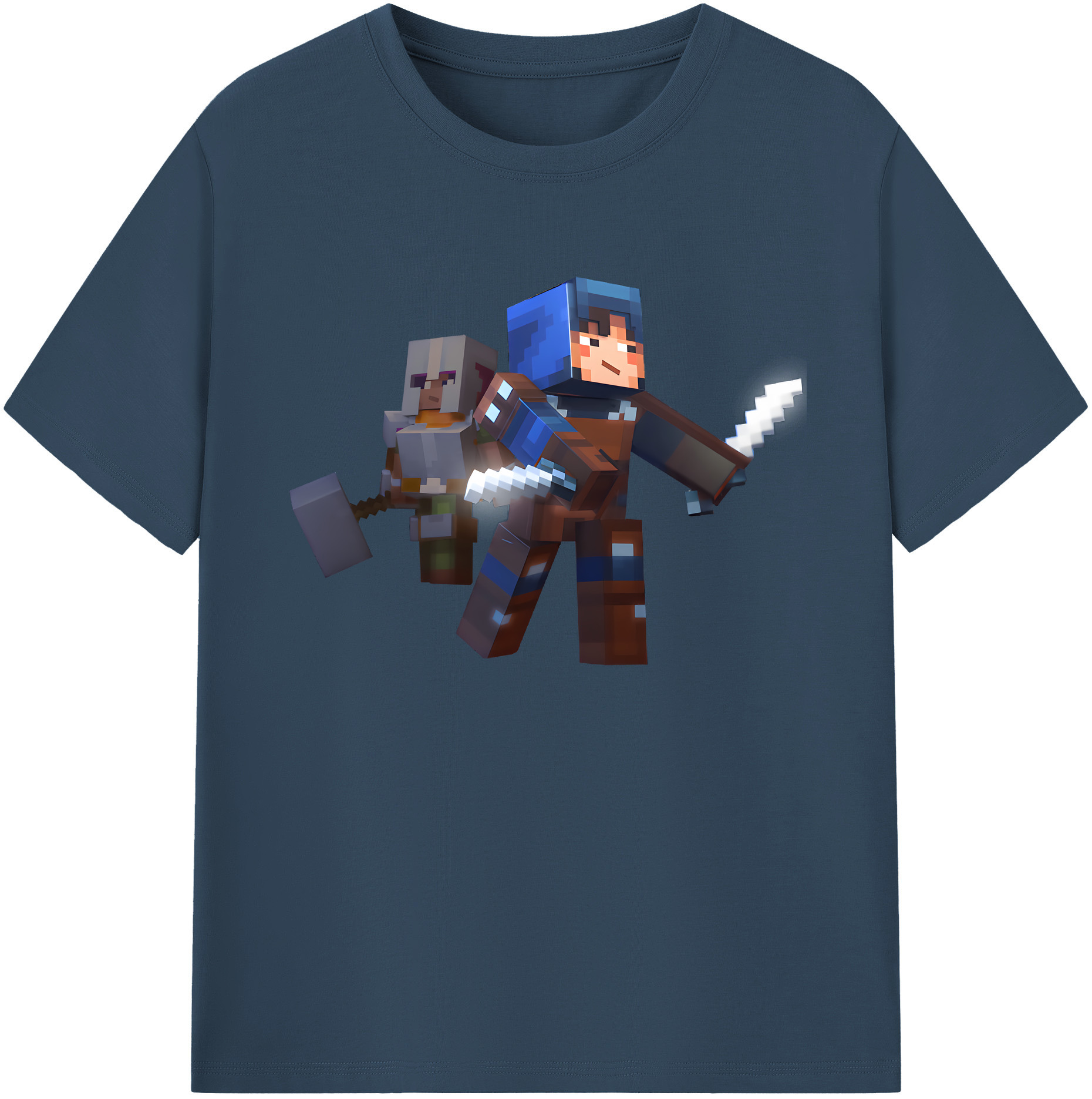 （画像用） マインクラフト ブロックの世界 Minecraft MC Block world 綿100％ メンズ半袖Tシャツ｜肌触りやわらか＆通気性