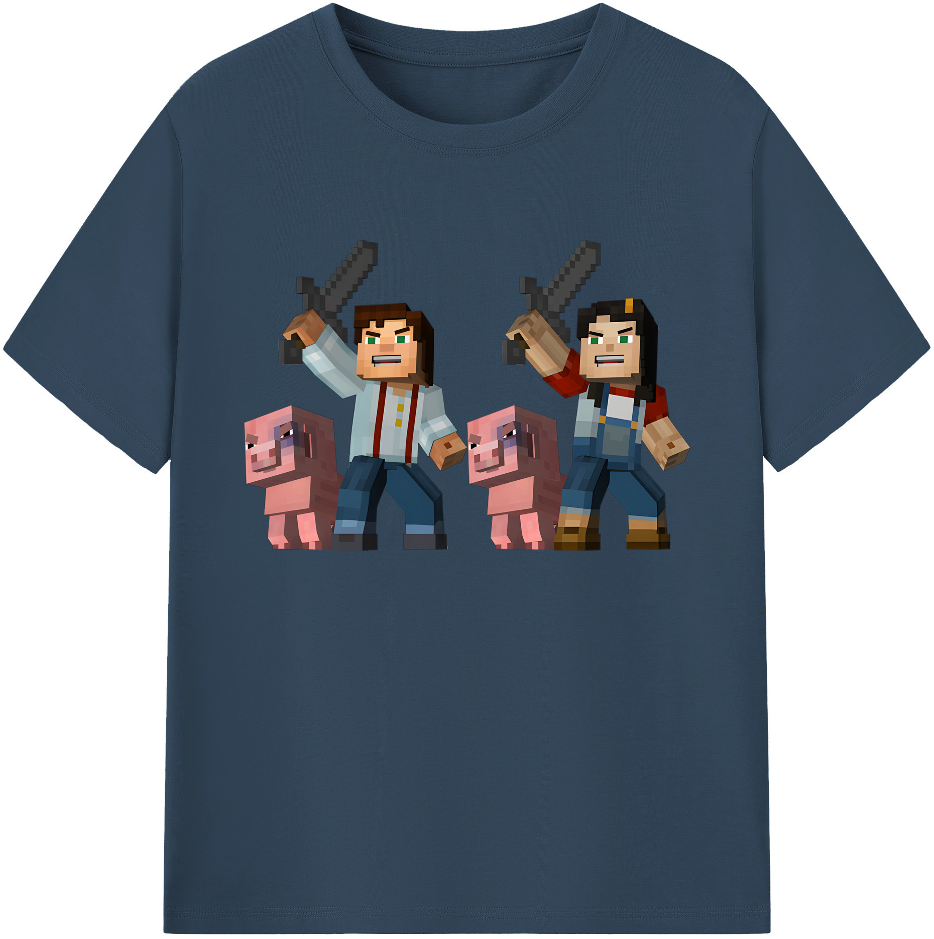 （画像用） マインクラフト ブロックの世界 Minecraft MC Block world 綿100％ メンズ半袖Tシャツ｜肌触りやわらか＆通気性