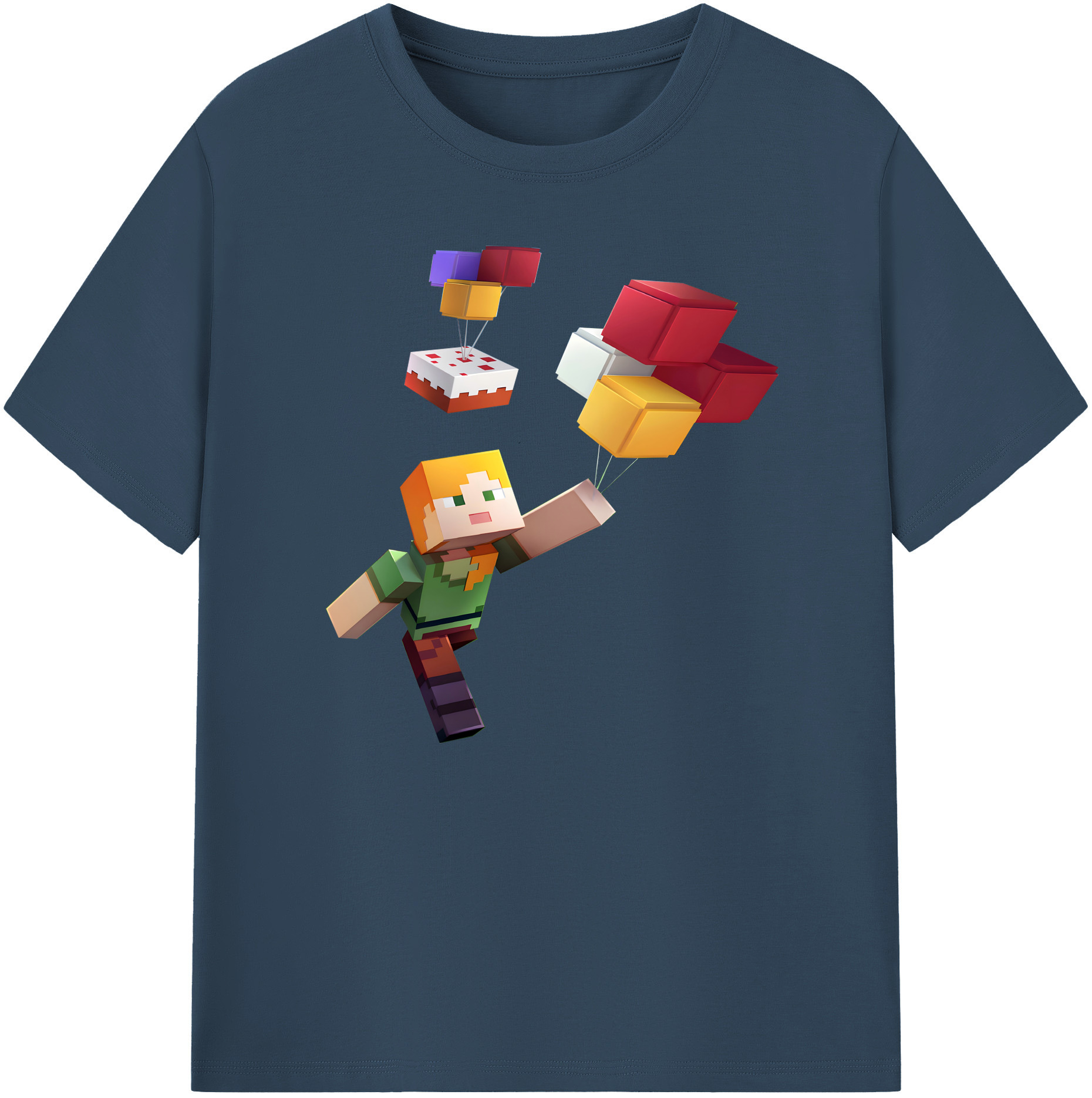 （画像用） マインクラフト ブロックの世界 Minecraft MC Block world 綿100％ メンズ半袖Tシャツ｜肌触りやわらか＆通気性