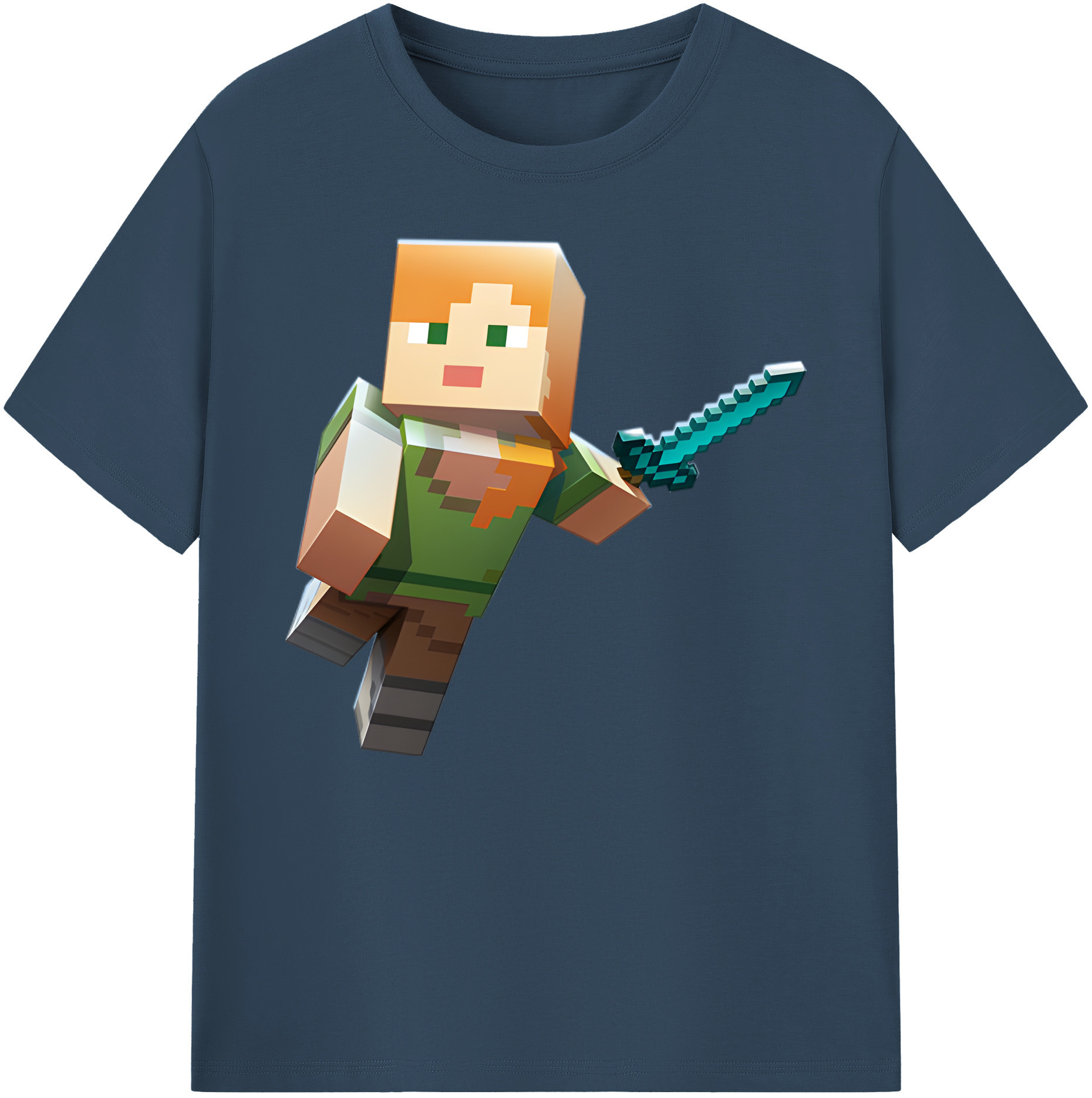 （画像用） マインクラフト ブロックの世界 Minecraft MC Block world 綿100％ メンズ半袖Tシャツ｜肌触りやわらか＆通気性