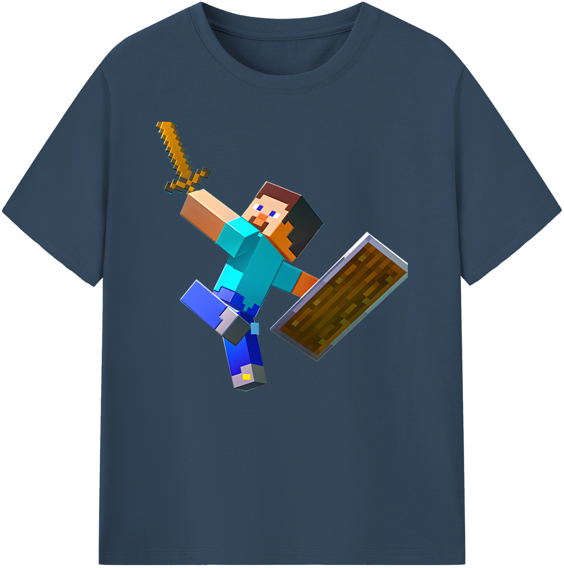 （画像用） マインクラフト ブロックの世界 Minecraft MC Block world 綿100％ メンズ半袖Tシャツ｜肌触りやわらか＆通気性
