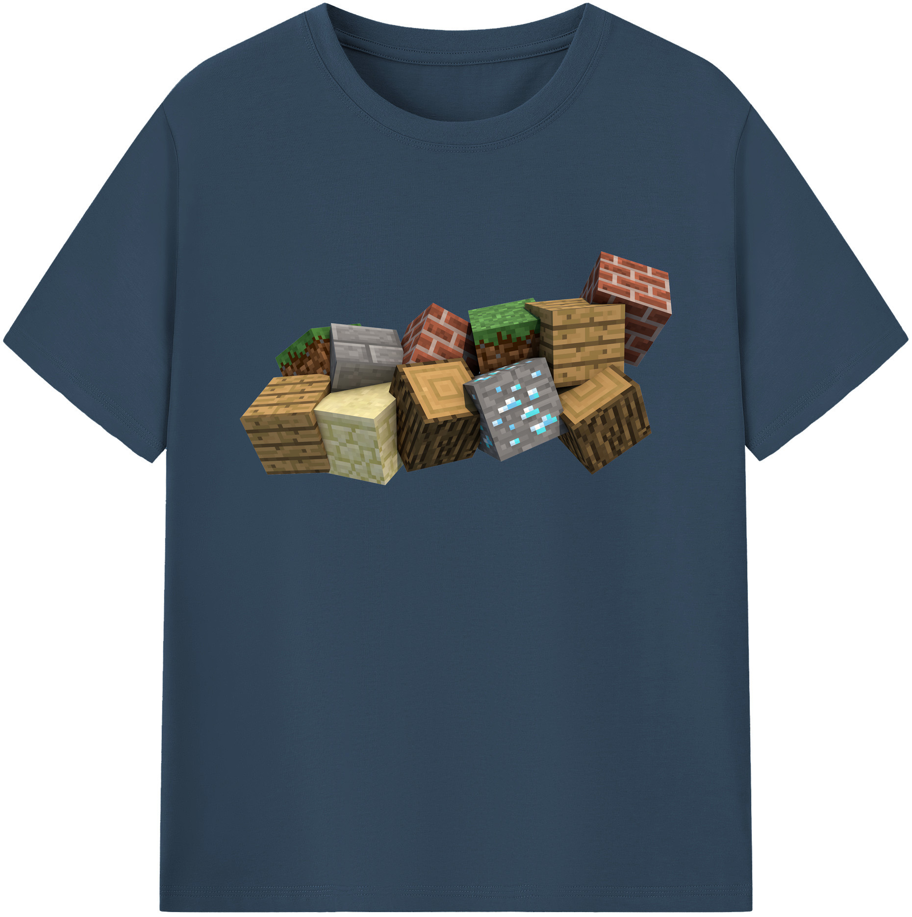 （画像用） マインクラフト ブロックの世界 Minecraft MC Block world 綿100％ メンズ半袖Tシャツ｜肌触りやわらか＆通気性