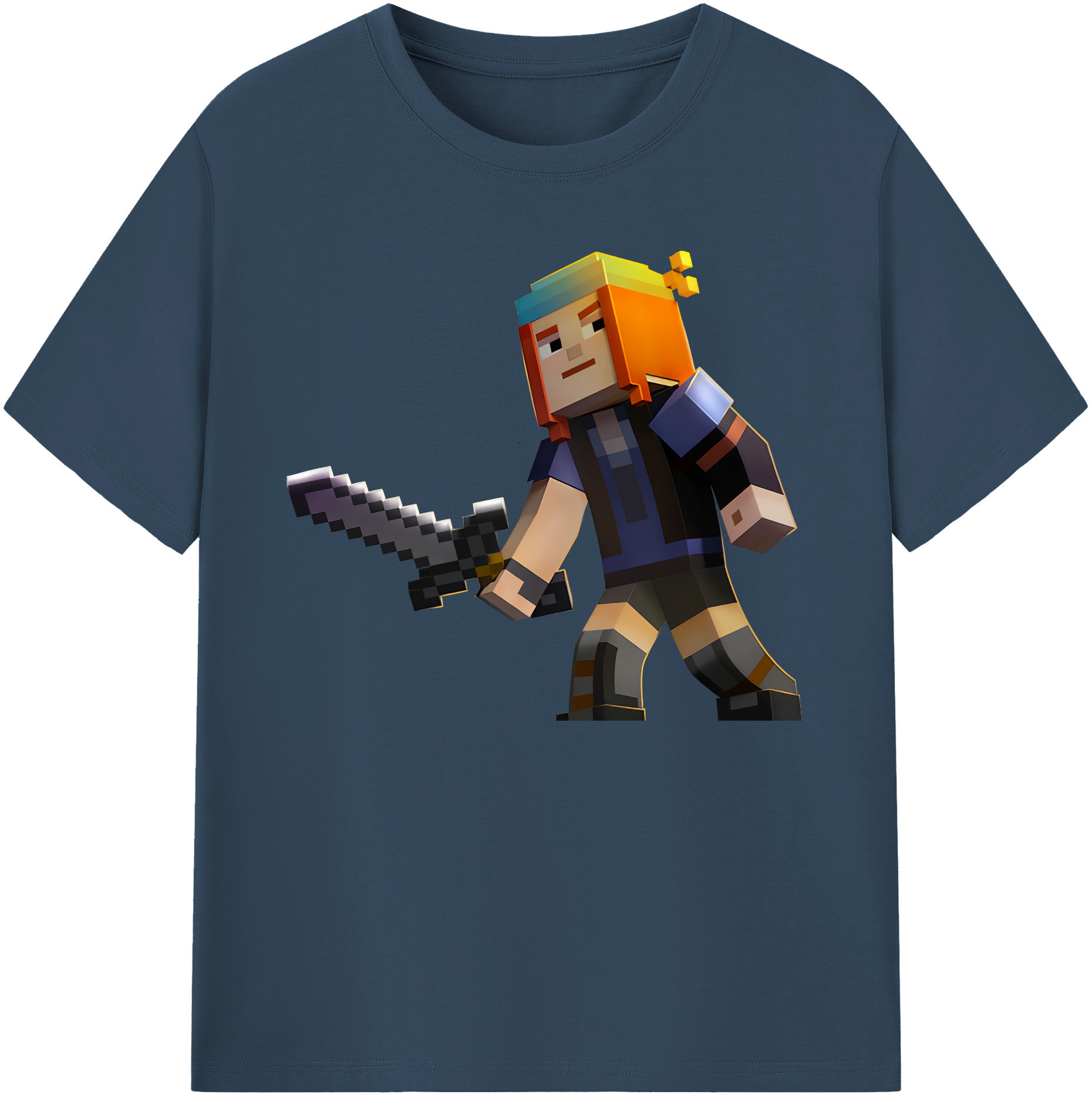 （画像用） マインクラフト ブロックの世界 Minecraft MC Block world 綿100％ メンズ半袖Tシャツ｜肌触りやわらか＆通気性