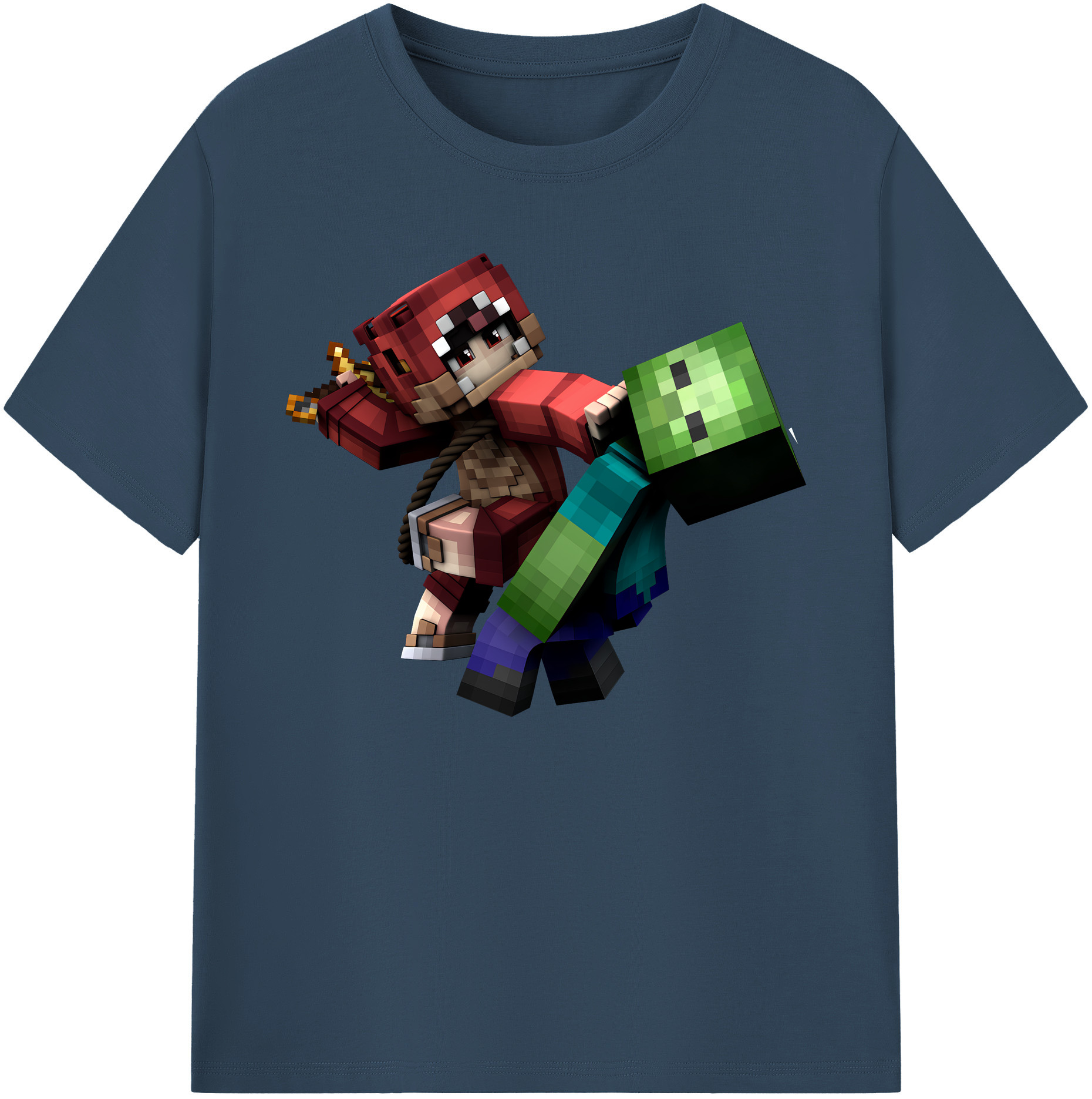 （画像用） マインクラフト ブロックの世界 Minecraft MC Block world 綿100％ メンズ半袖Tシャツ｜肌触りやわらか＆通気性