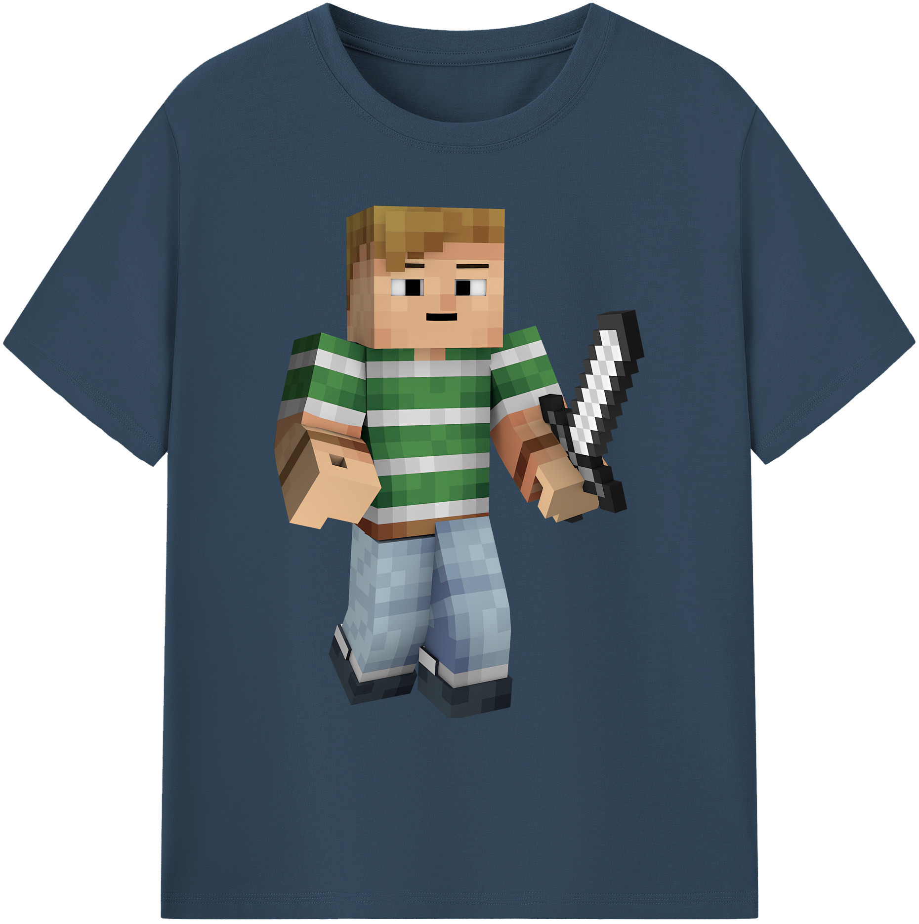 （画像用） マインクラフト ブロックの世界 Minecraft MC Block world 綿100％ メンズ半袖Tシャツ｜肌触りやわらか＆通気性