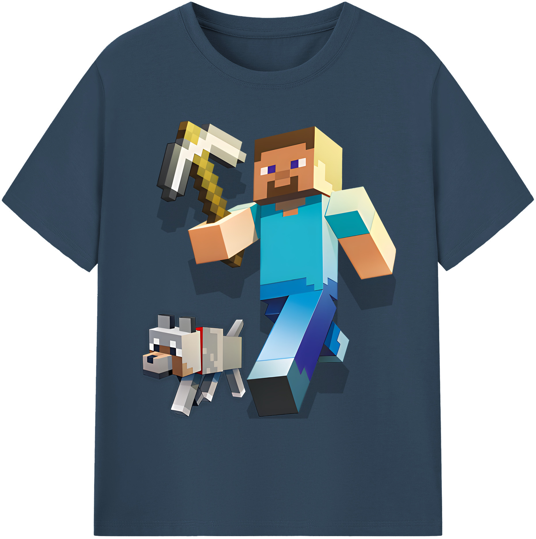 （画像用） マインクラフト ブロックの世界 Minecraft MC Block world 綿100％ メンズ半袖Tシャツ｜肌触りやわらか＆通気性
