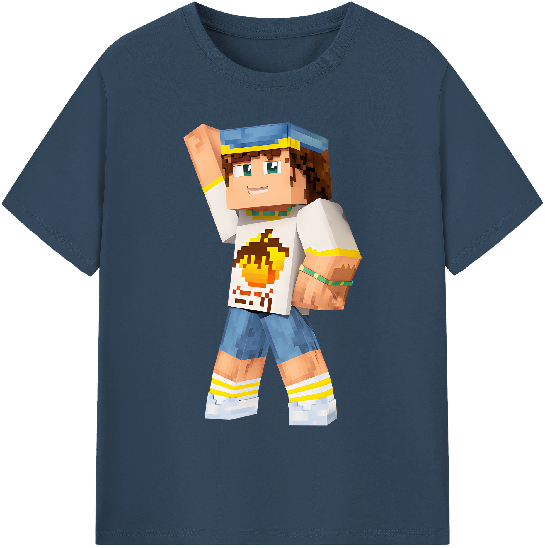 （画像用） マインクラフト ブロックの世界 Minecraft MC Block world 綿100％ メンズ半袖Tシャツ｜肌触りやわらか＆通気性