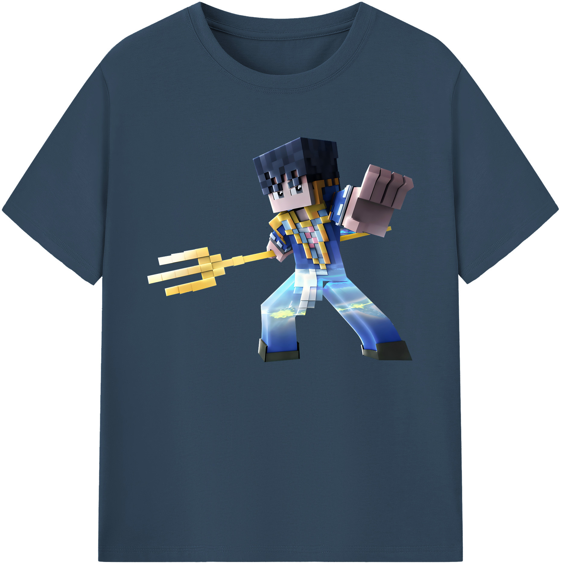 （画像用） マインクラフト ブロックの世界 Minecraft MC Block world 綿100％ メンズ半袖Tシャツ｜肌触りやわらか＆通気性