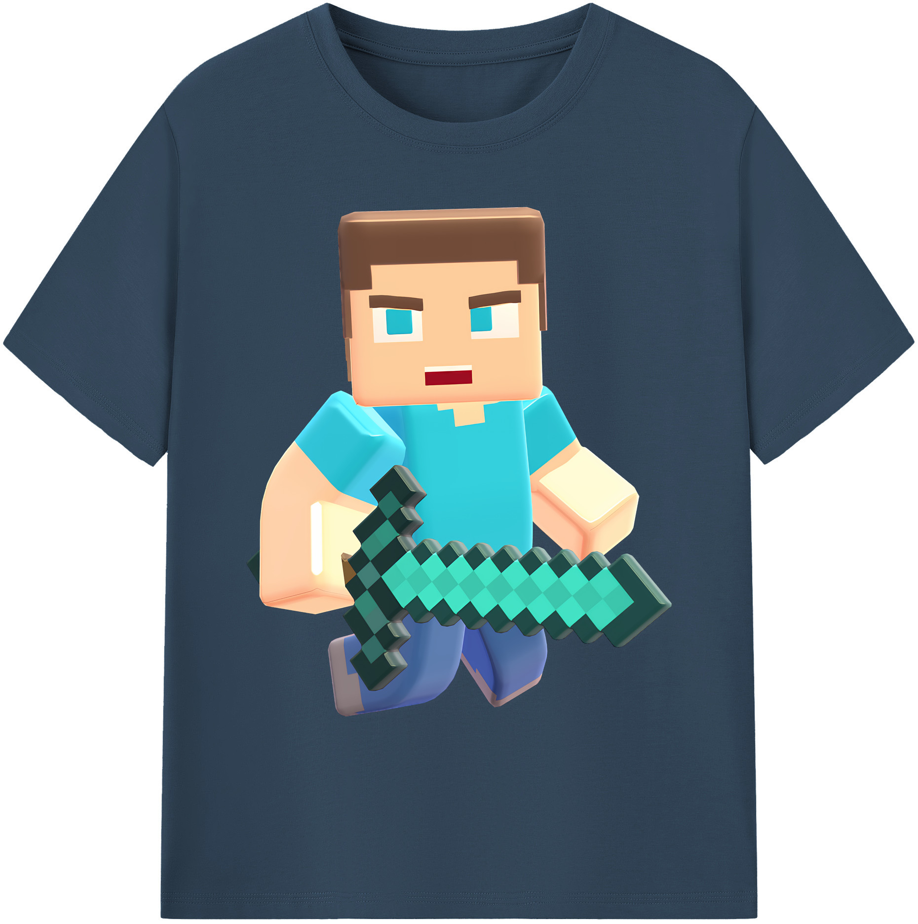 （画像用） マインクラフト ブロックの世界 Minecraft MC Block world 綿100％ メンズ半袖Tシャツ｜肌触りやわらか＆通気性