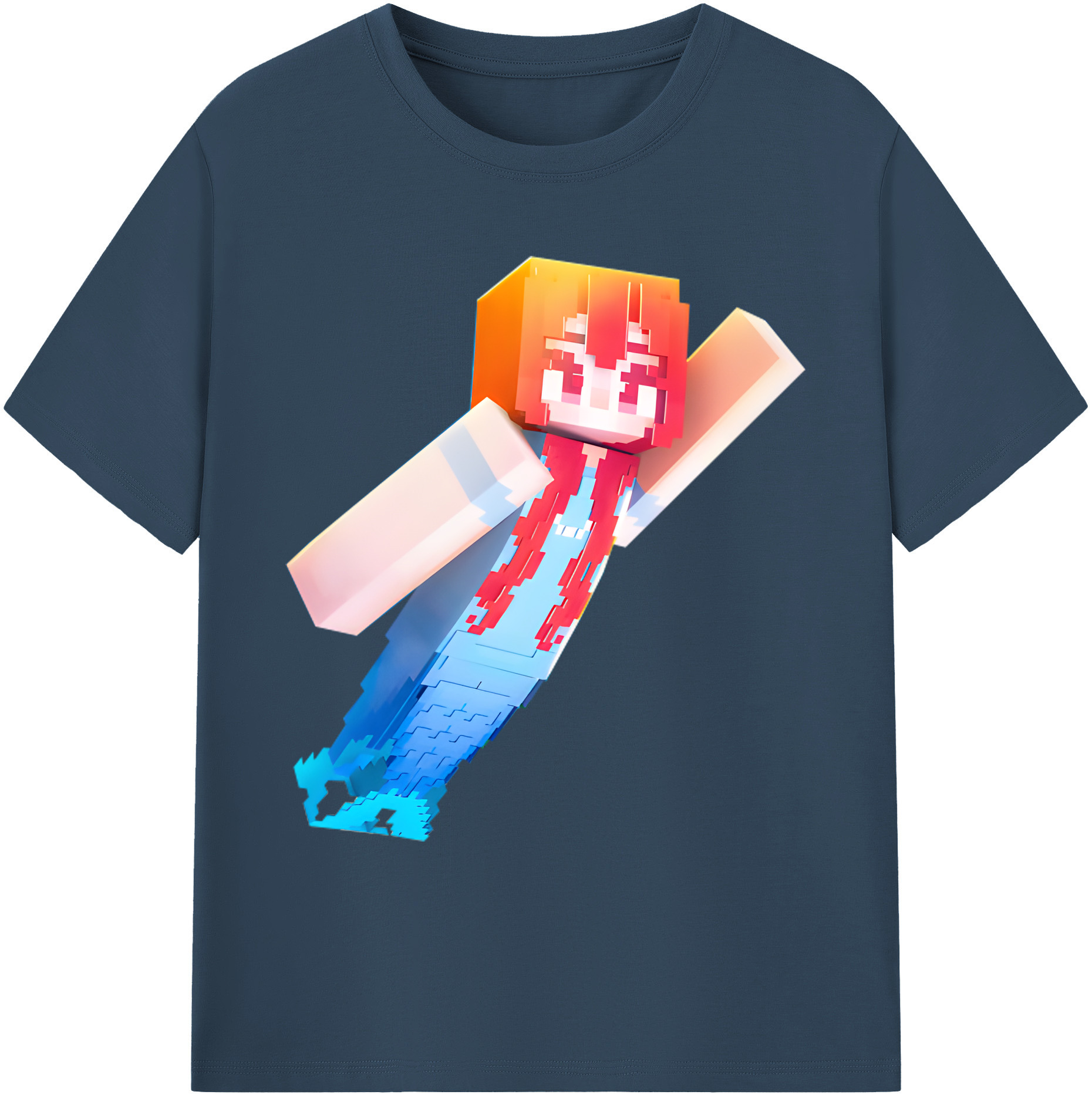 （画像用） マインクラフト ブロックの世界 Minecraft MC Block world 綿100％ メンズ半袖Tシャツ｜肌触りやわらか＆通気性