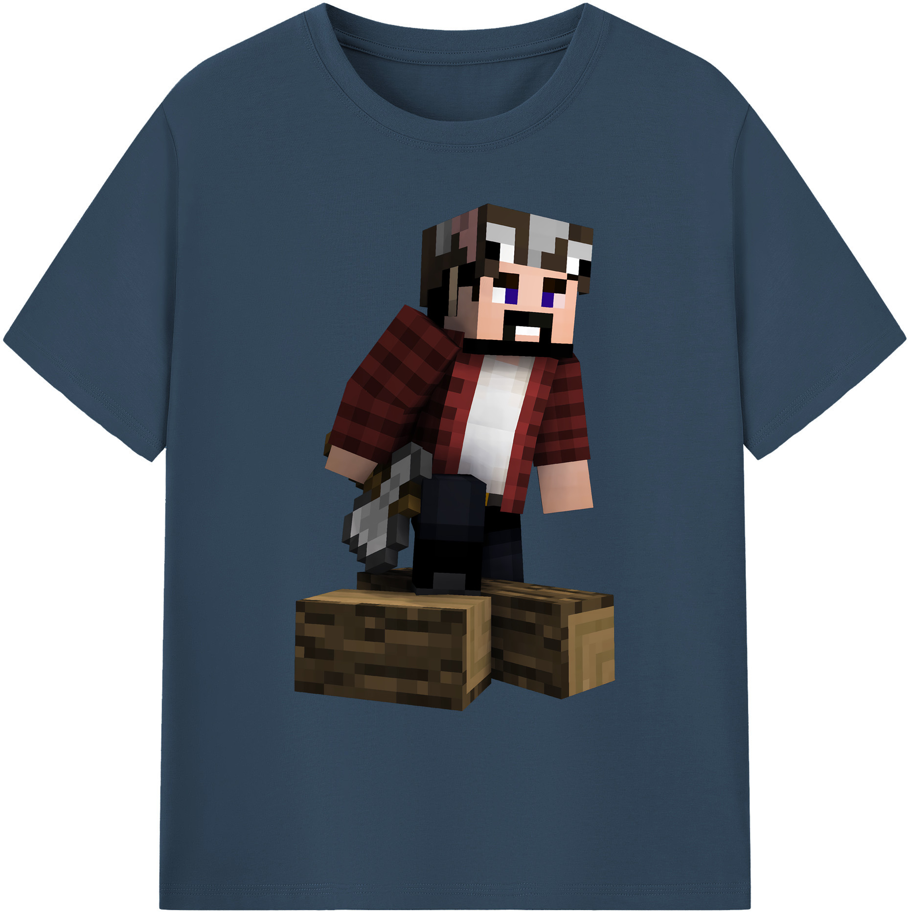 （画像用） マインクラフト ブロックの世界 Minecraft MC Block world 綿100％ メンズ半袖Tシャツ｜肌触りやわらか＆通気性