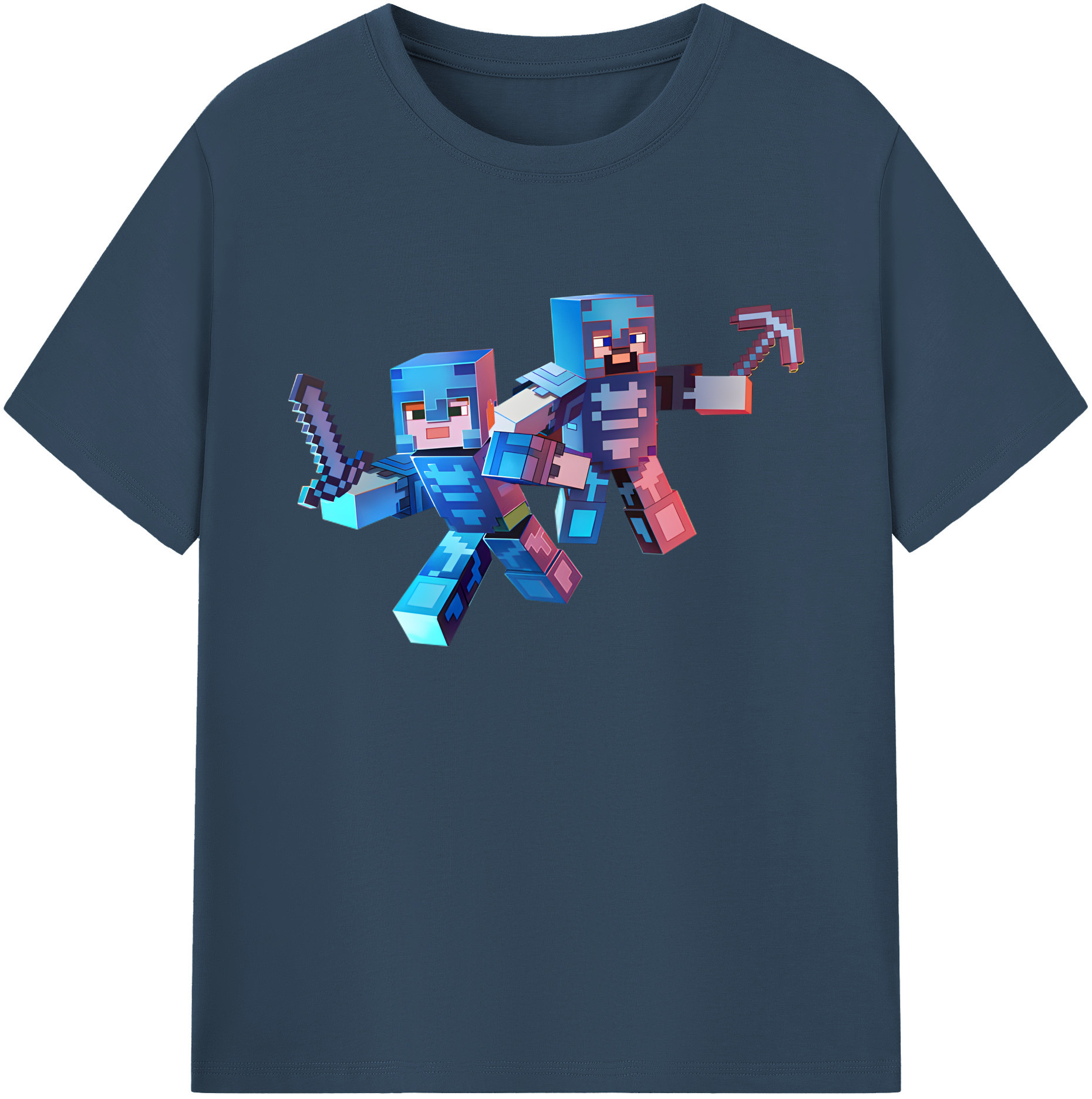 （画像用） マインクラフト ブロックの世界 Minecraft MC Block world 綿100％ メンズ半袖Tシャツ｜肌触りやわらか＆通気性