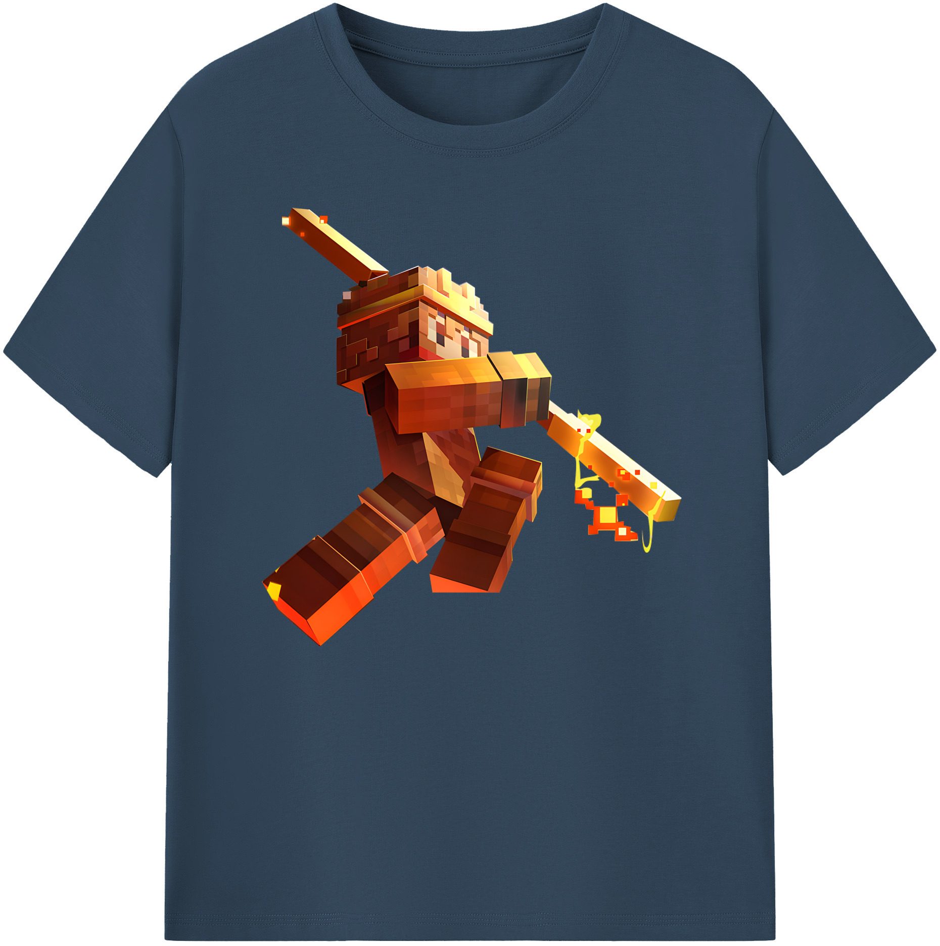 （画像用） マインクラフト ブロックの世界 Minecraft MC Block world 綿100％ メンズ半袖Tシャツ｜肌触りやわらか＆通気性