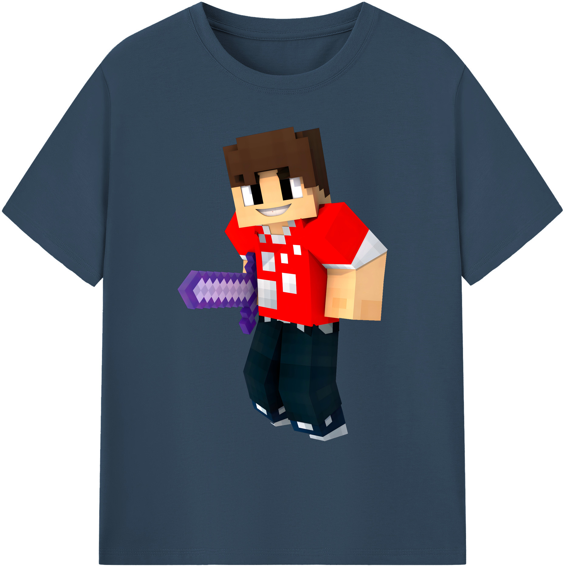 （画像用） マインクラフト ブロックの世界 Minecraft MC Block world 綿100％ メンズ半袖Tシャツ｜肌触りやわらか＆通気性