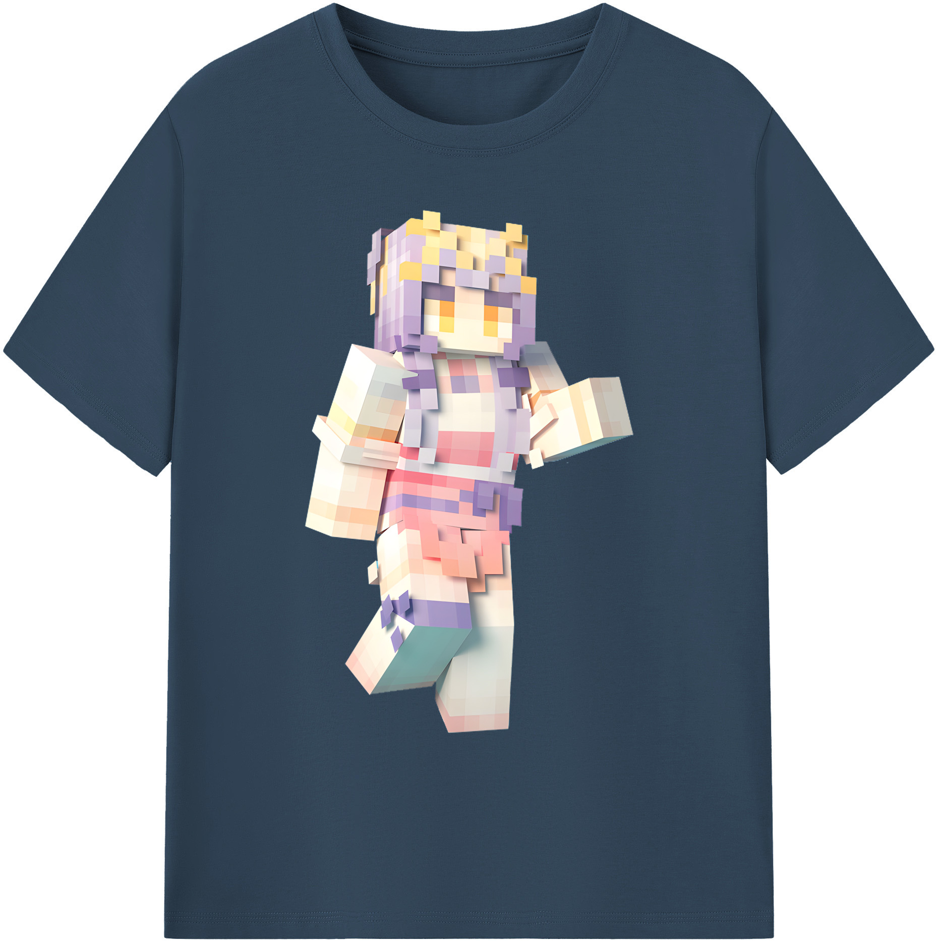 （画像用） マインクラフト ブロックの世界 Minecraft MC Block world 綿100％ メンズ半袖Tシャツ｜肌触りやわらか＆通気性