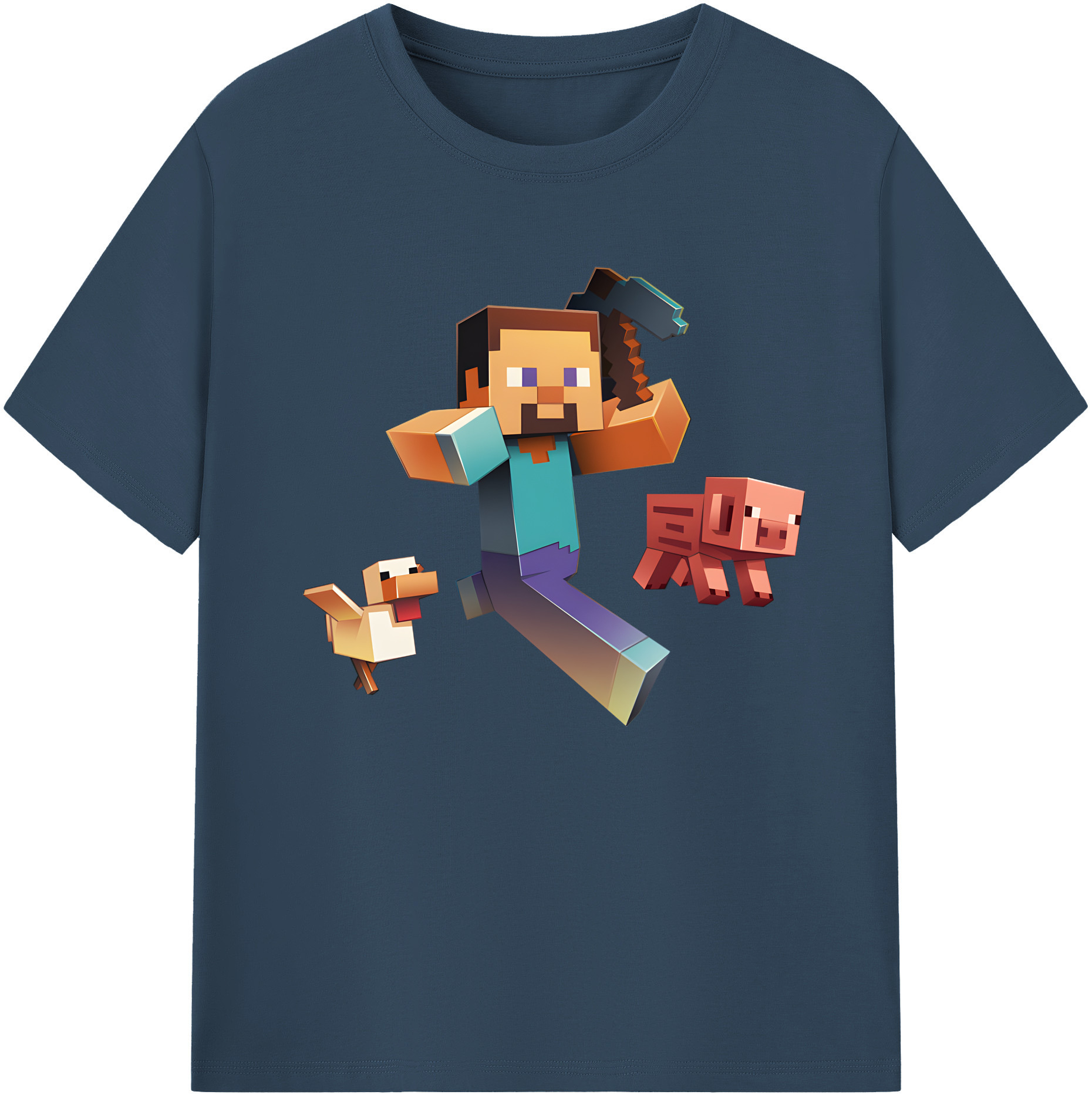 （画像用） マインクラフト ブロックの世界 Minecraft MC Block world 綿100％ メンズ半袖Tシャツ｜肌触りやわらか＆通気性