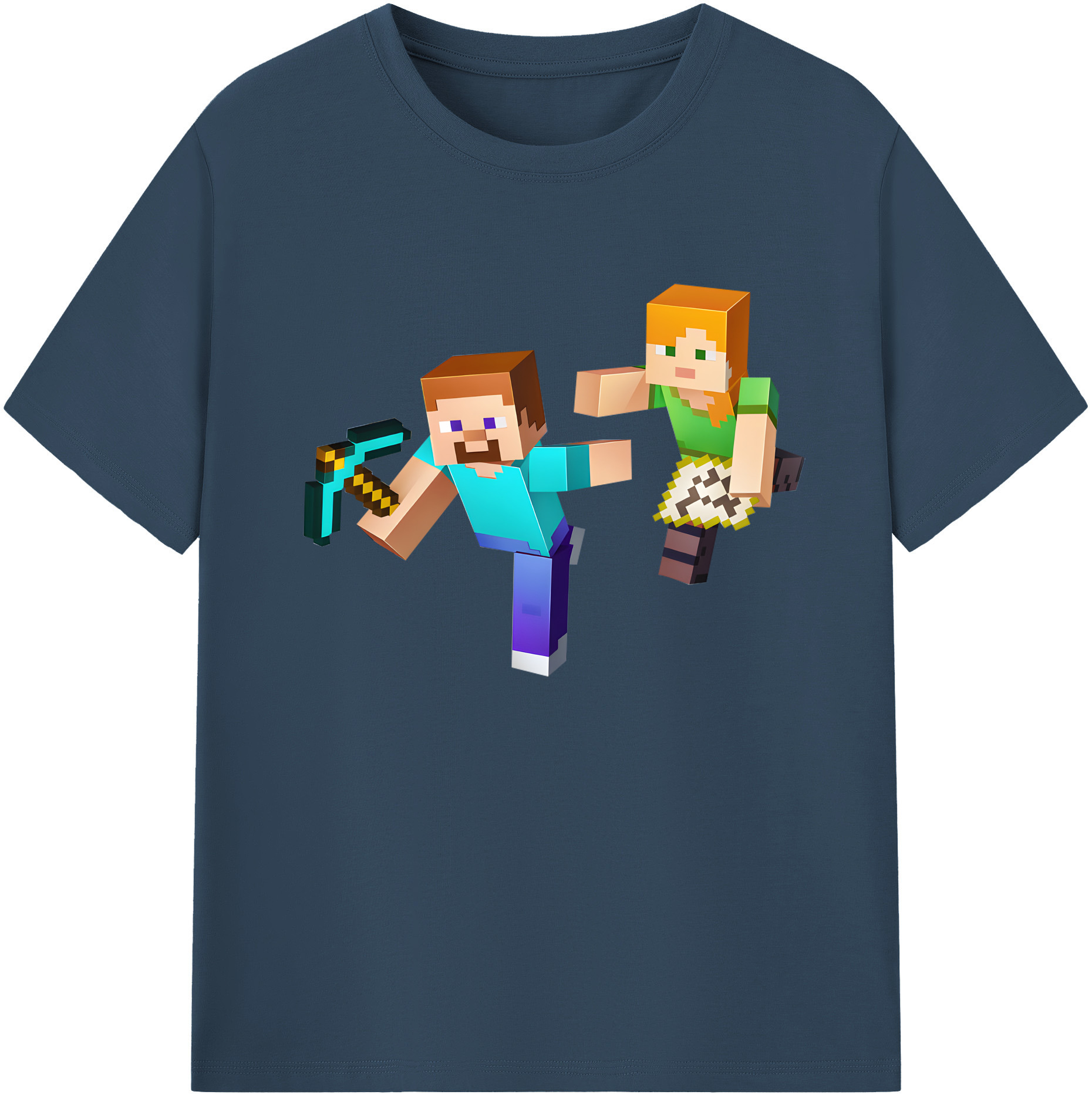 （画像用） マインクラフト ブロックの世界 Minecraft MC Block world 綿100％ メンズ半袖Tシャツ｜肌触りやわらか＆通気性