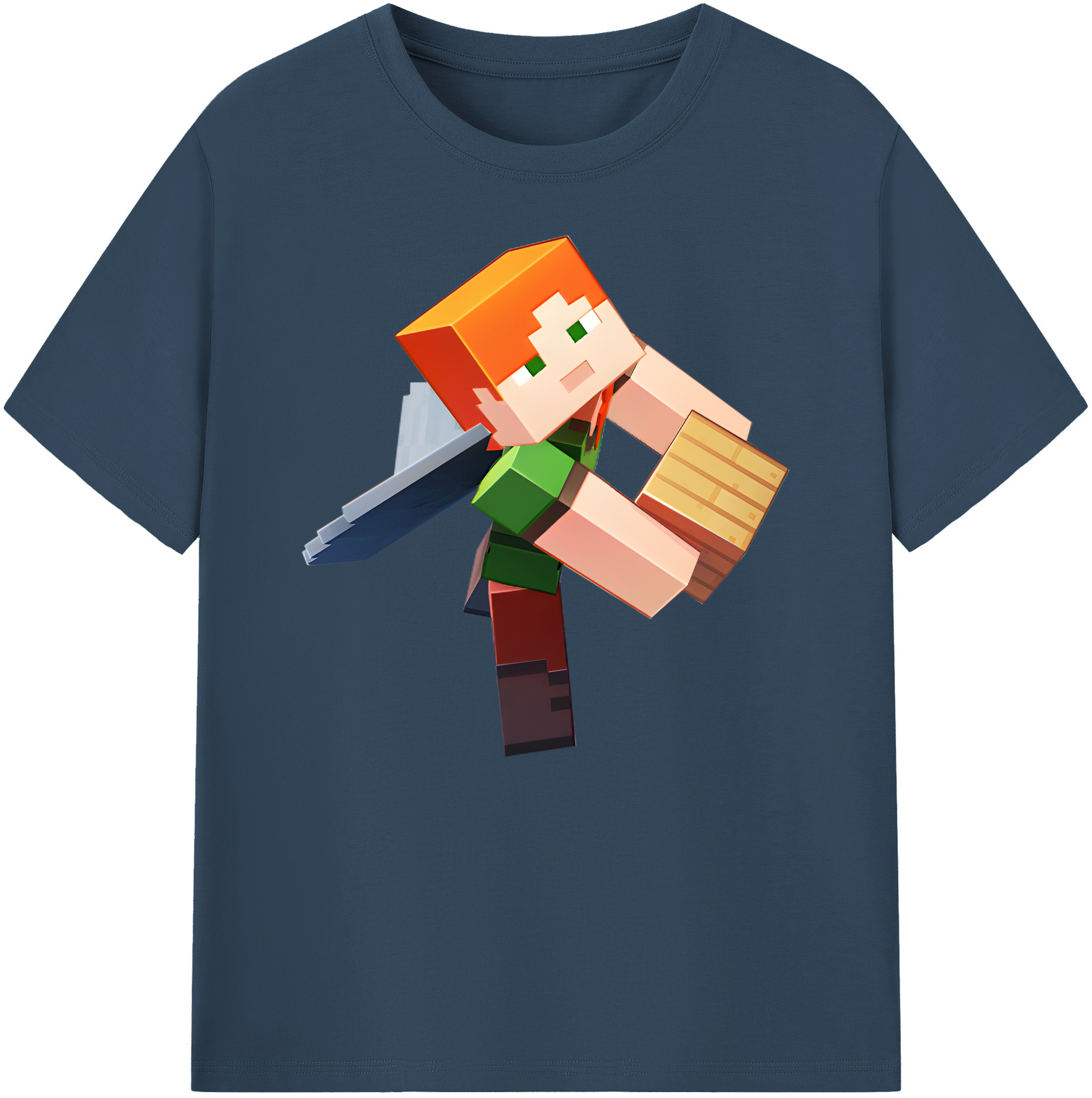 （画像用） マインクラフト ブロックの世界 Minecraft MC Block world 綿100％ メンズ半袖Tシャツ｜肌触りやわらか＆通気性