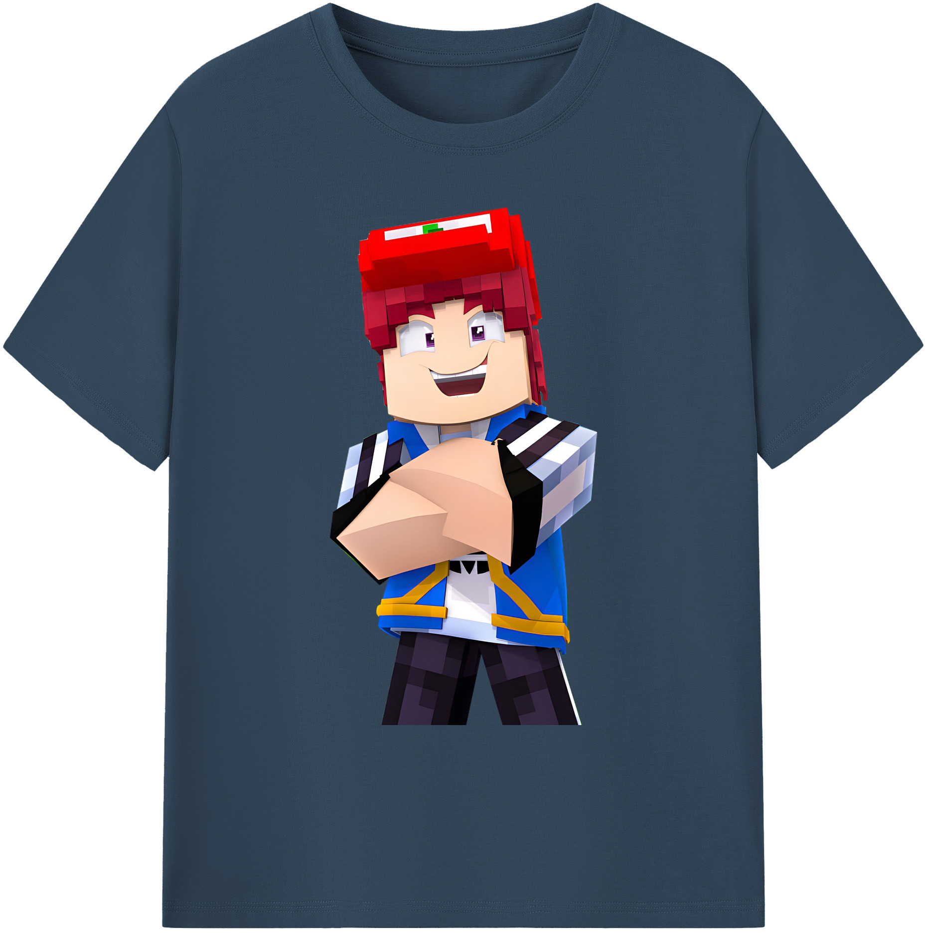 （画像用） マインクラフト ブロックの世界 Minecraft MC Block world 綿100％ メンズ半袖Tシャツ｜肌触りやわらか＆通気性