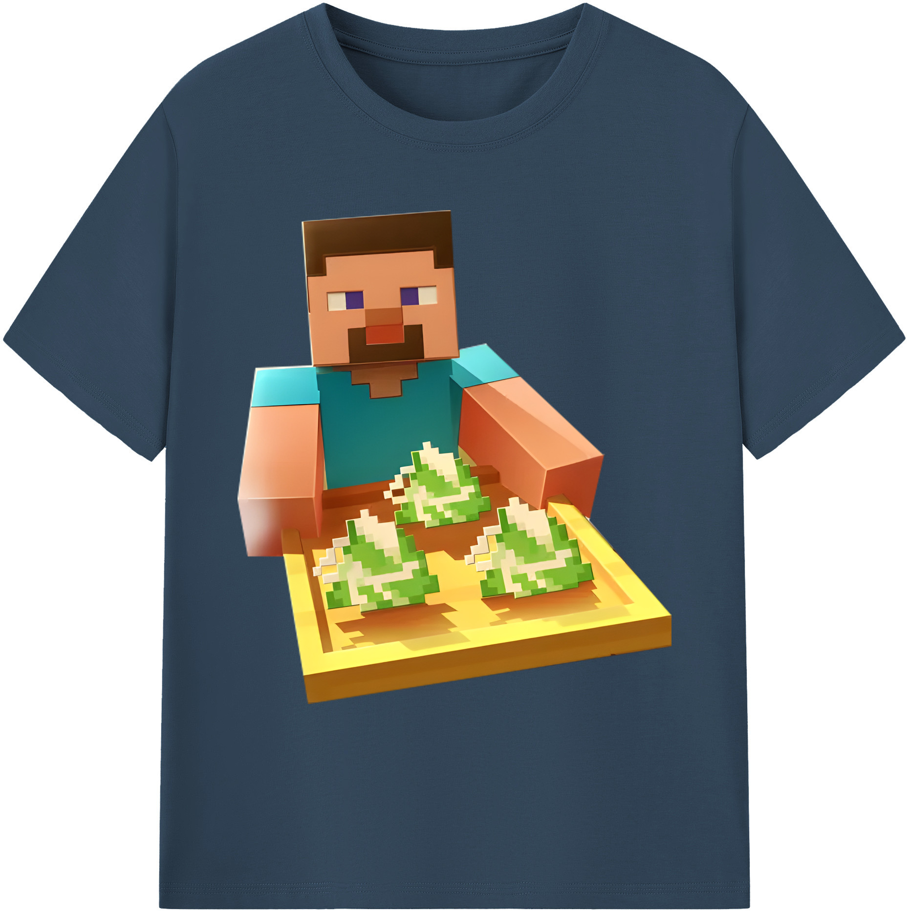 （画像用） マインクラフト ブロックの世界 Minecraft MC Block world 綿100％ メンズ半袖Tシャツ｜肌触りやわらか＆通気性