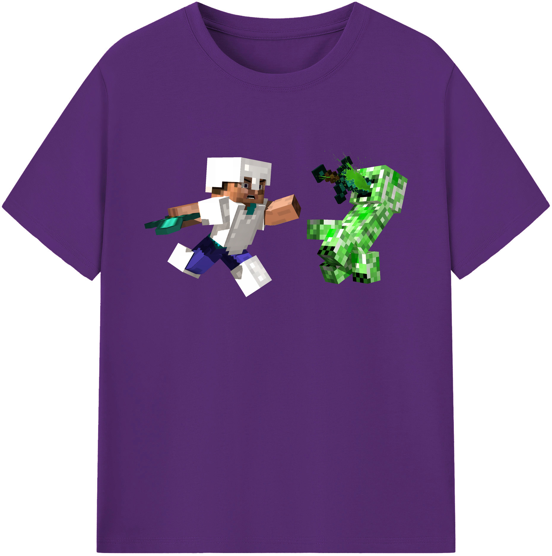 （画像用） マインクラフト ブロックの世界 Minecraft MC Block world 綿100％ メンズ半袖Tシャツ｜肌触りやわらか＆通気性