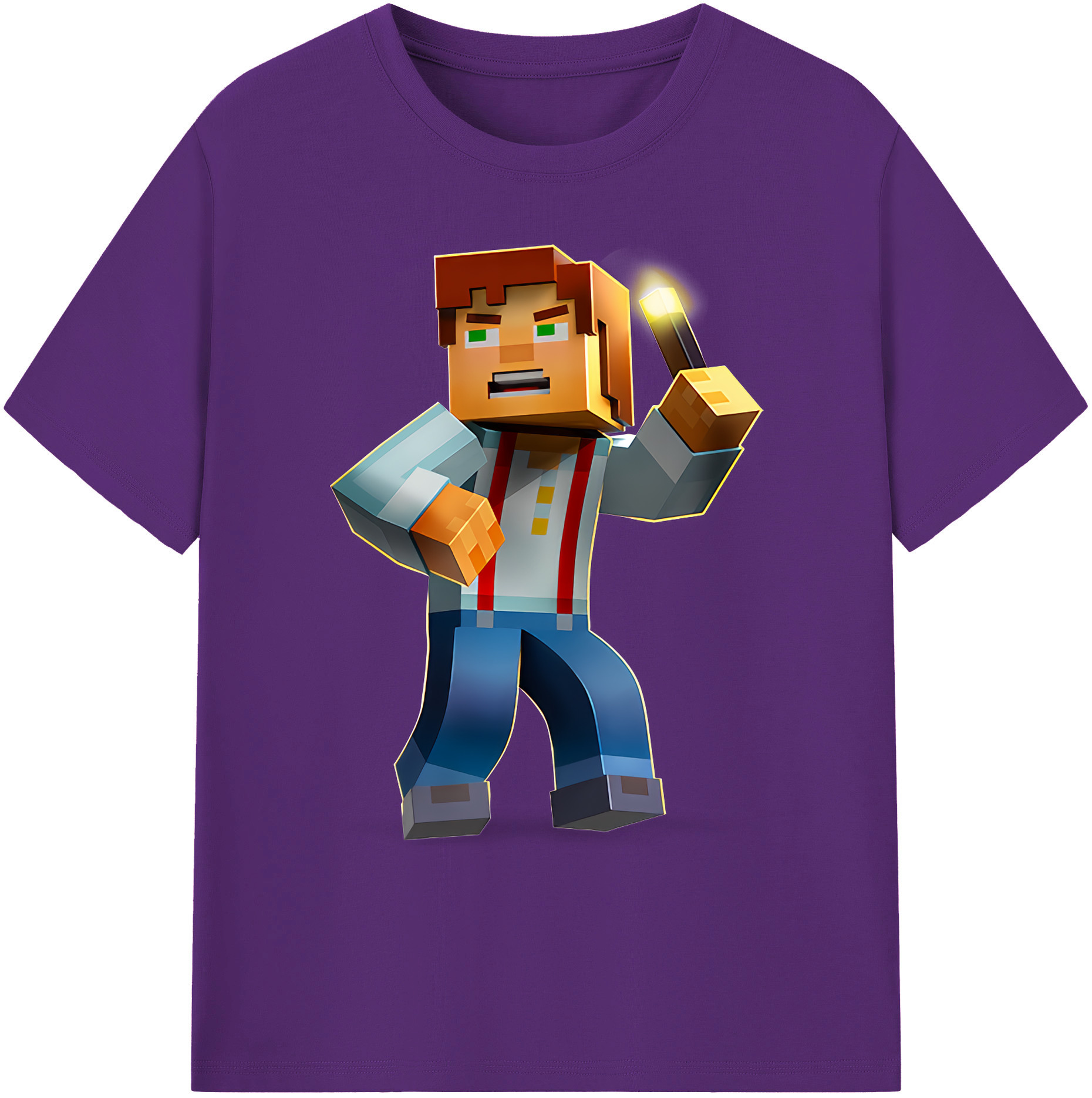 （画像用） マインクラフト ブロックの世界 Minecraft MC Block world 綿100％ メンズ半袖Tシャツ｜肌触りやわらか＆通気性