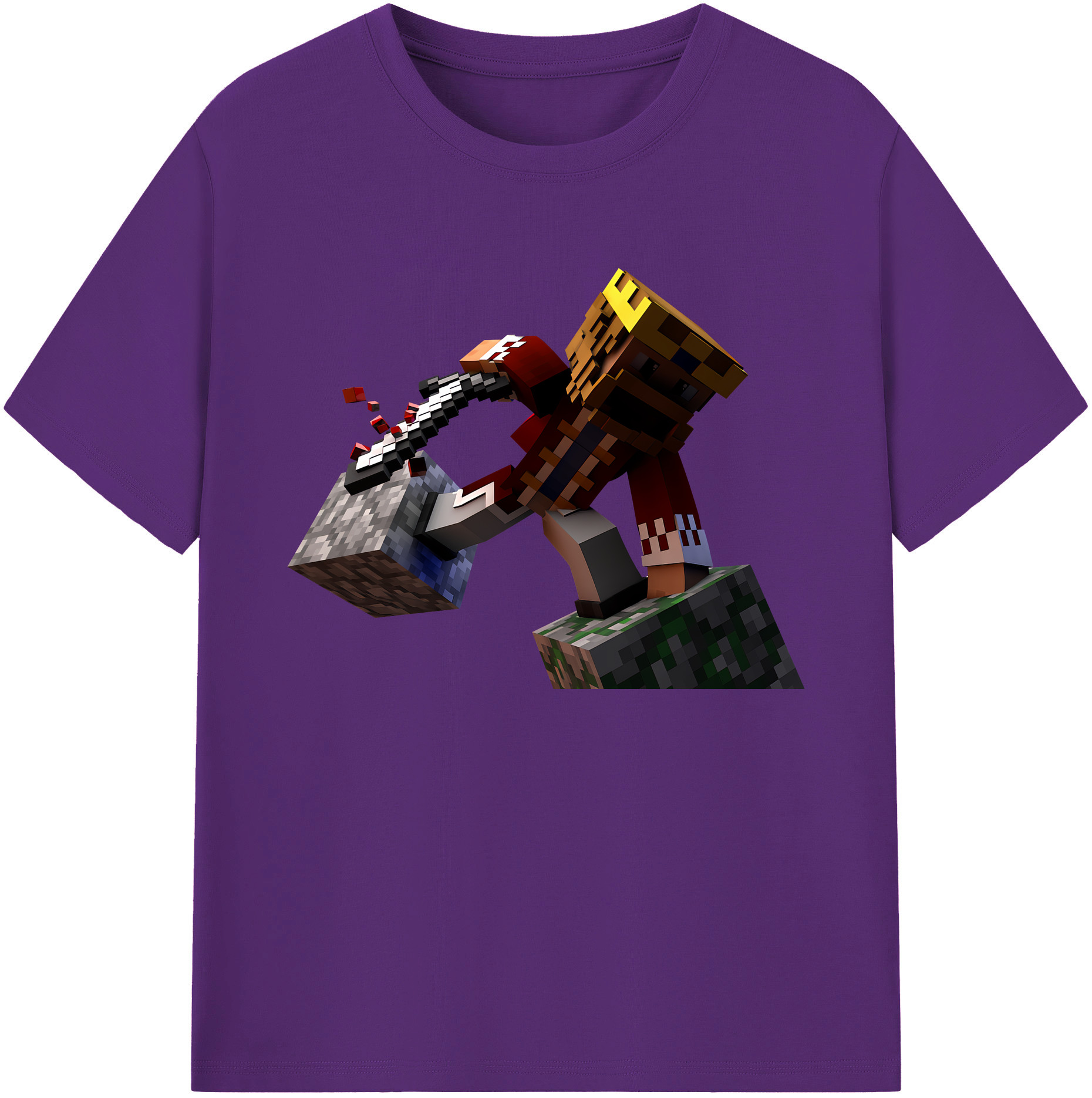 （画像用） マインクラフト ブロックの世界 Minecraft MC Block world 綿100％ メンズ半袖Tシャツ｜肌触りやわらか＆通気性