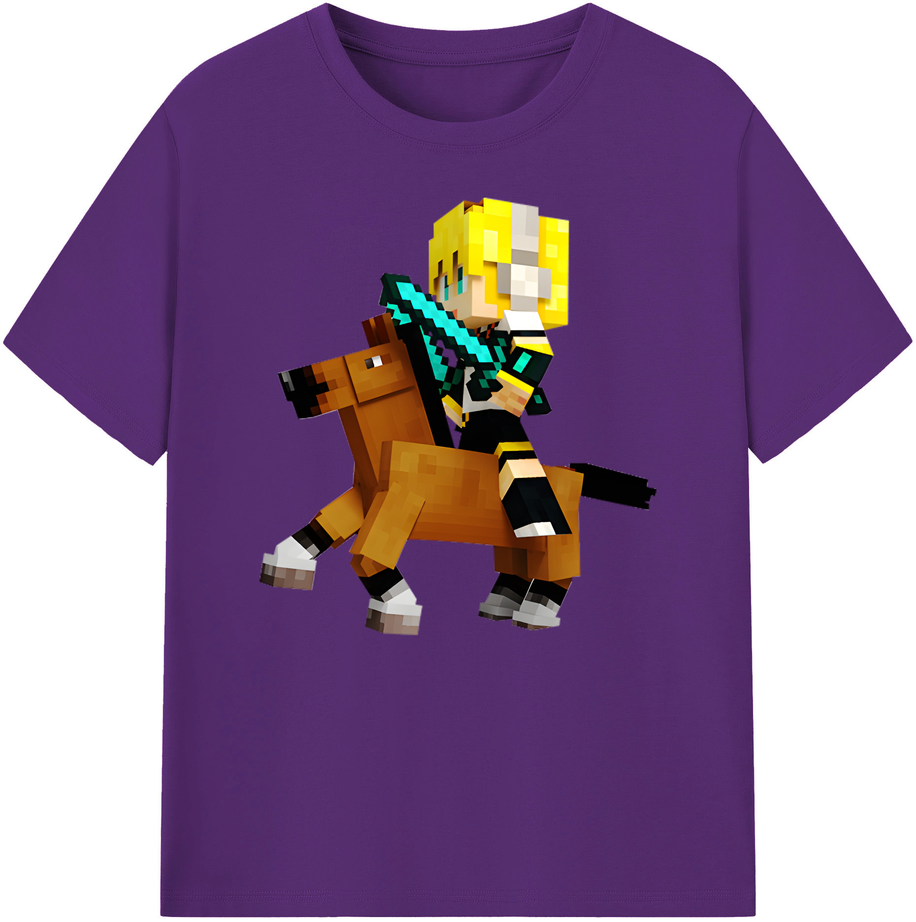 （画像用） マインクラフト ブロックの世界 Minecraft MC Block world 綿100％ メンズ半袖Tシャツ｜肌触りやわらか＆通気性