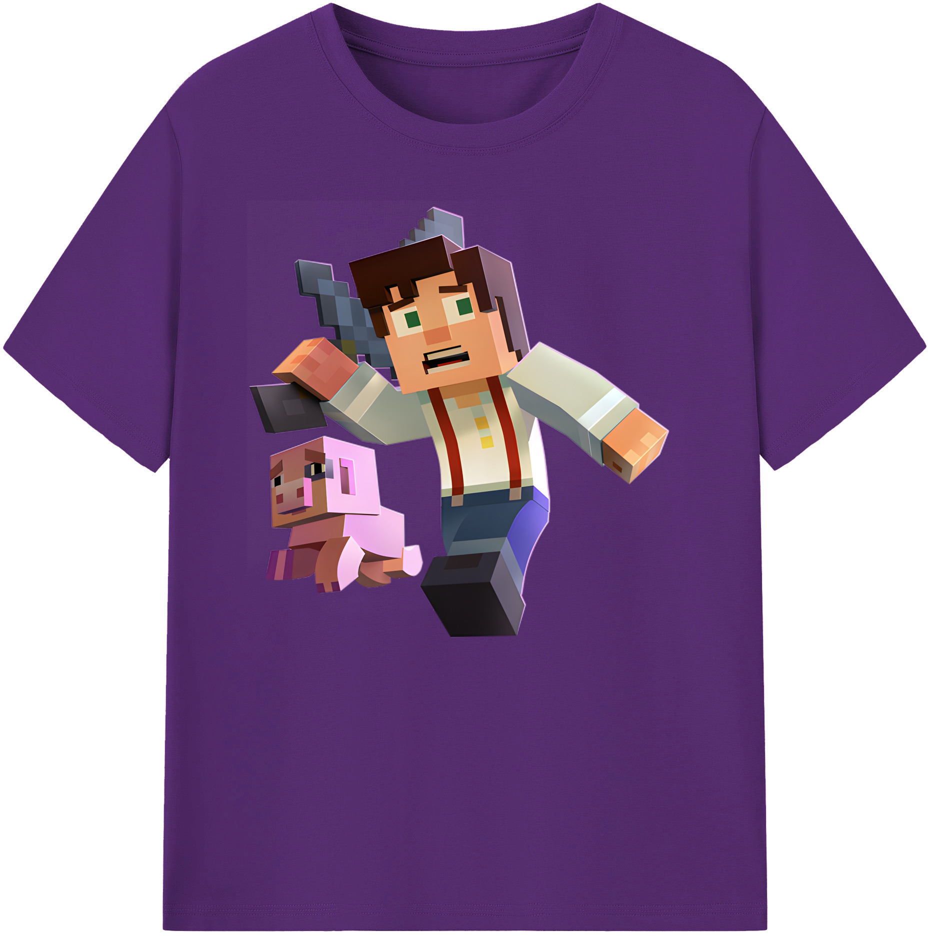 （画像用） マインクラフト ブロックの世界 Minecraft MC Block world 綿100％ メンズ半袖Tシャツ｜肌触りやわらか＆通気性