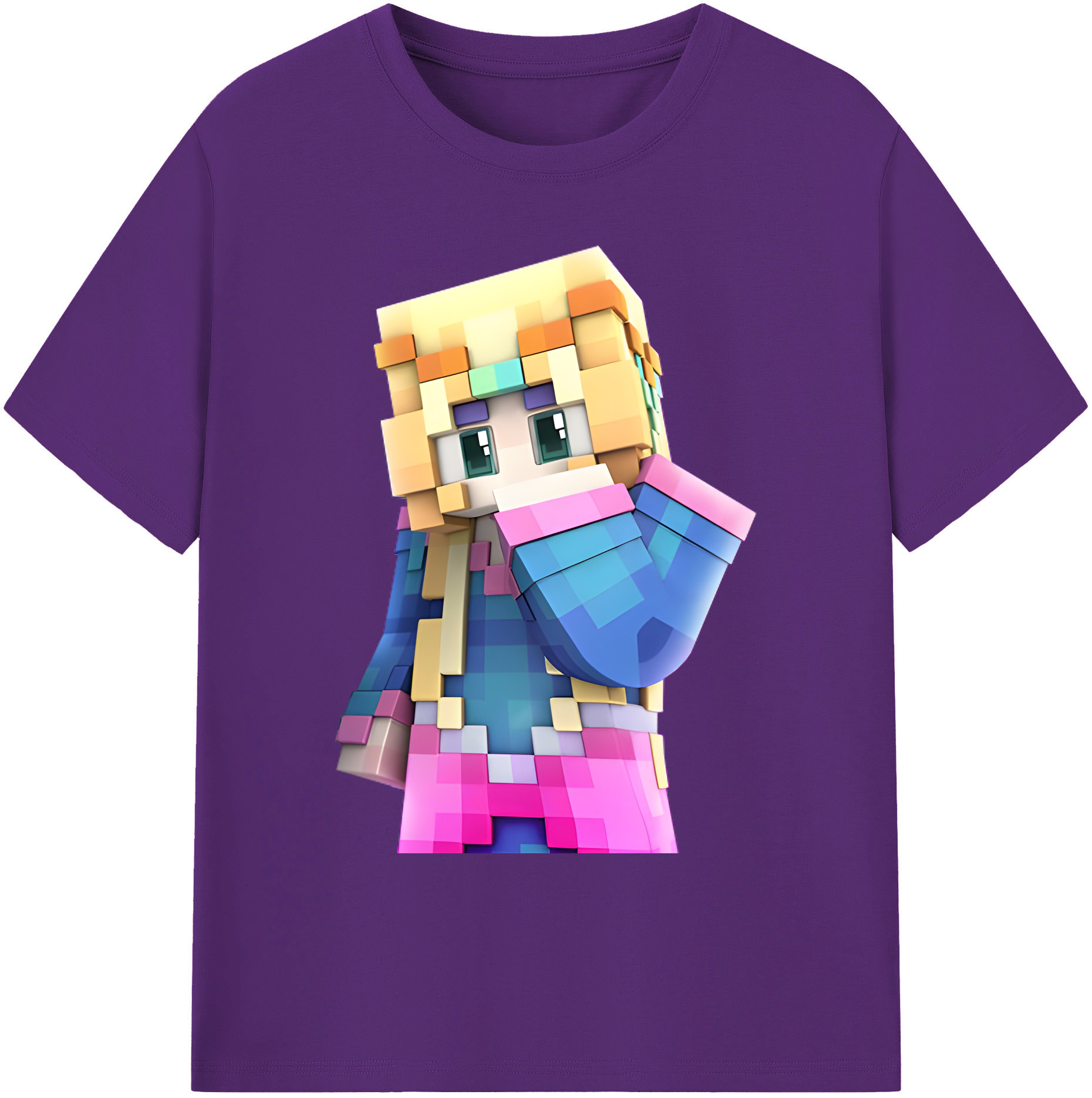 （画像用） マインクラフト ブロックの世界 Minecraft MC Block world 綿100％ メンズ半袖Tシャツ｜肌触りやわらか＆通気性