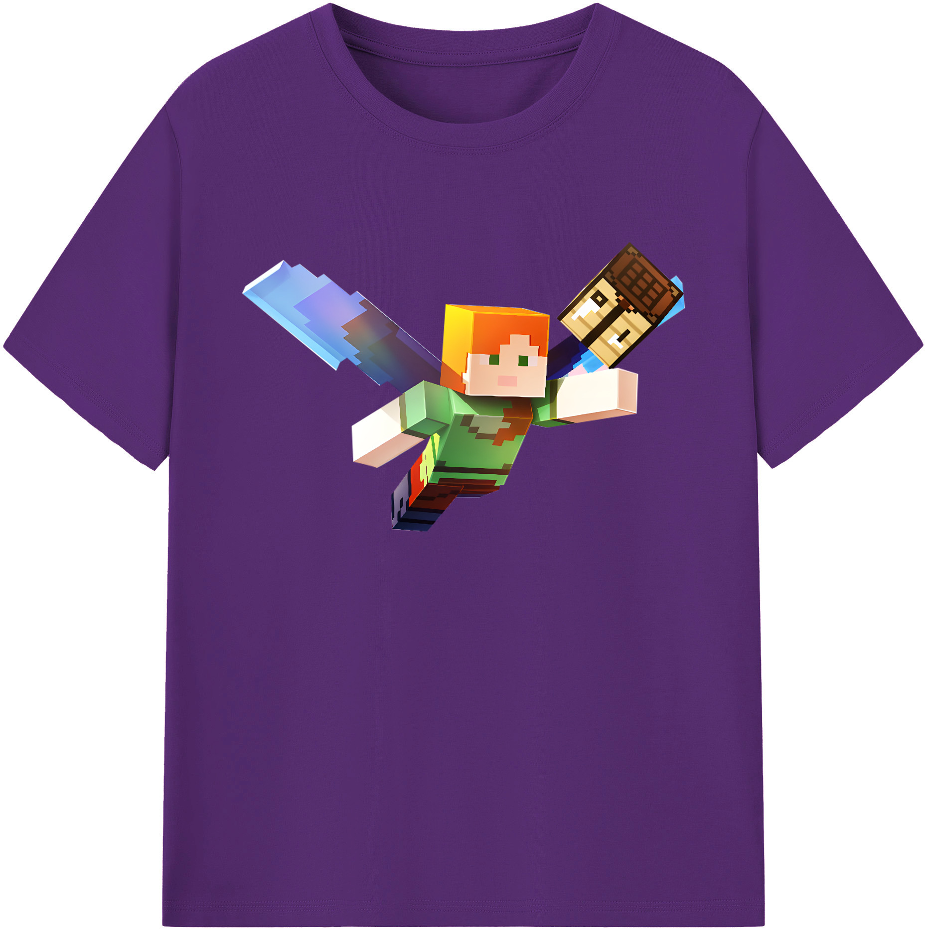 （画像用） マインクラフト ブロックの世界 Minecraft MC Block world 綿100％ メンズ半袖Tシャツ｜肌触りやわらか＆通気性