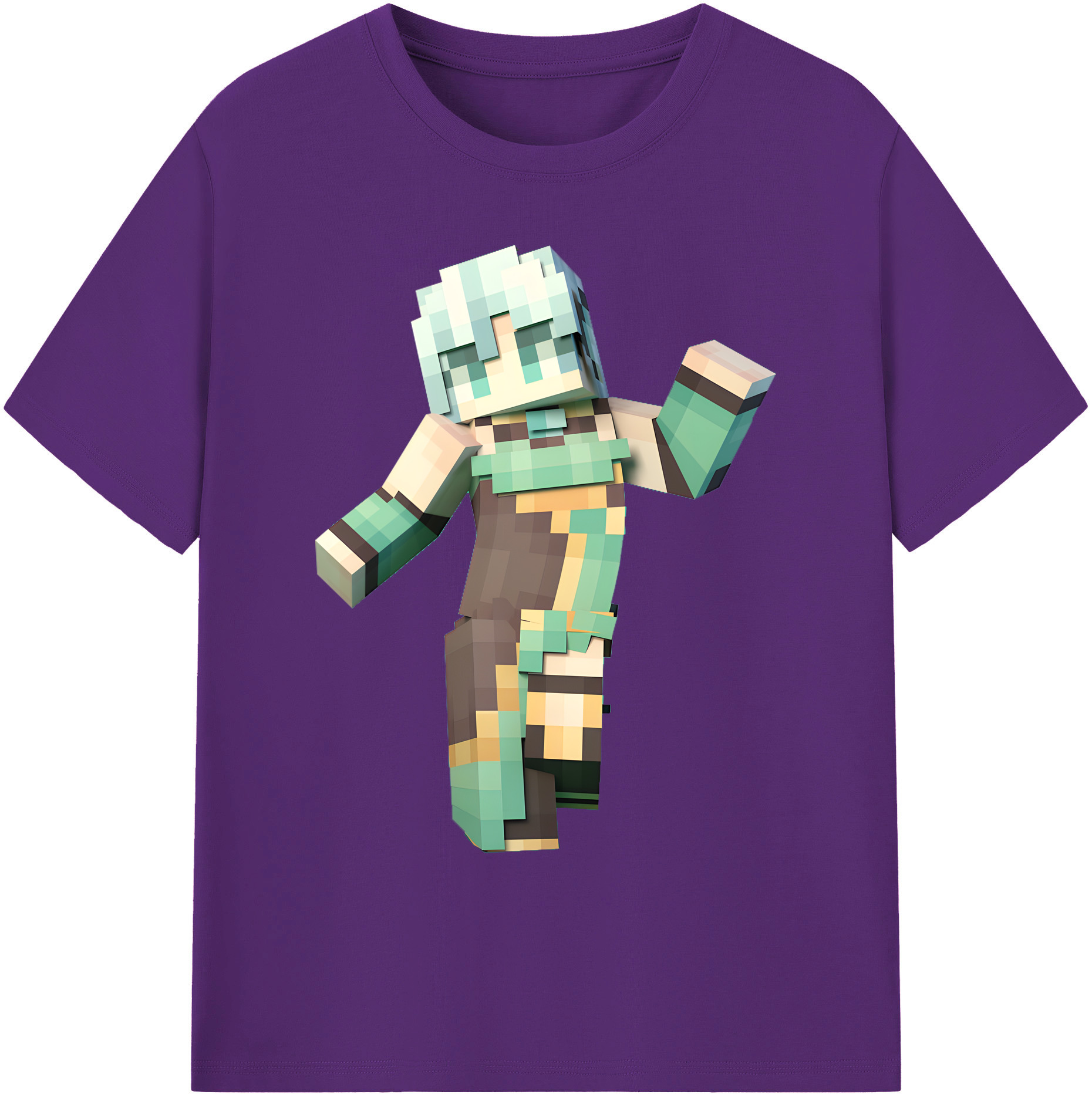 （画像用） マインクラフト ブロックの世界 Minecraft MC Block world 綿100％ メンズ半袖Tシャツ｜肌触りやわらか＆通気性
