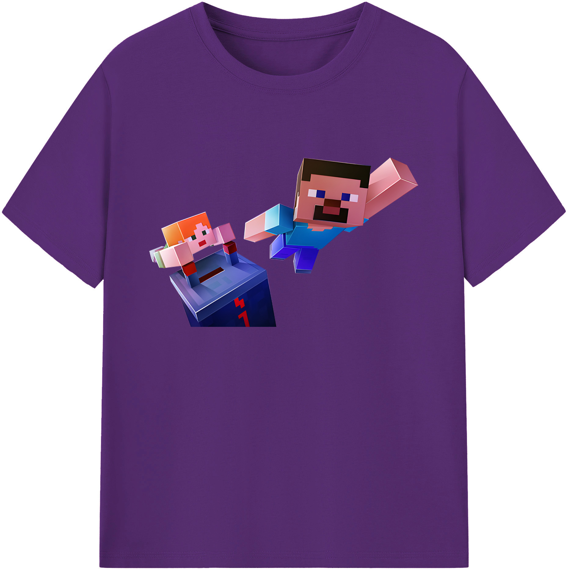 （画像用） マインクラフト ブロックの世界 Minecraft MC Block world 綿100％ メンズ半袖Tシャツ｜肌触りやわらか＆通気性
