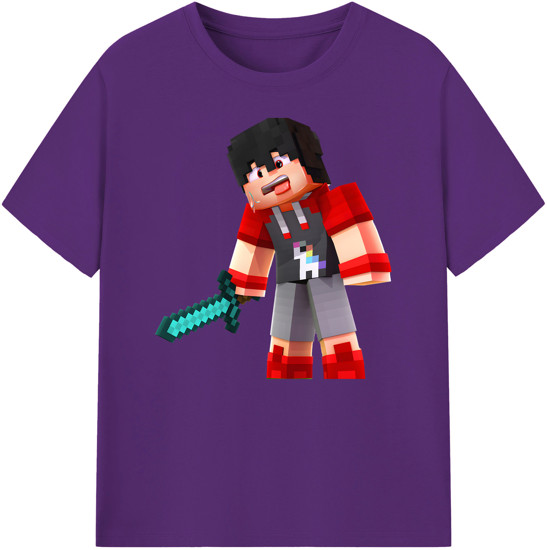 （画像用） マインクラフト ブロックの世界 Minecraft MC Block world 綿100％ メンズ半袖Tシャツ｜肌触りやわらか＆通気性