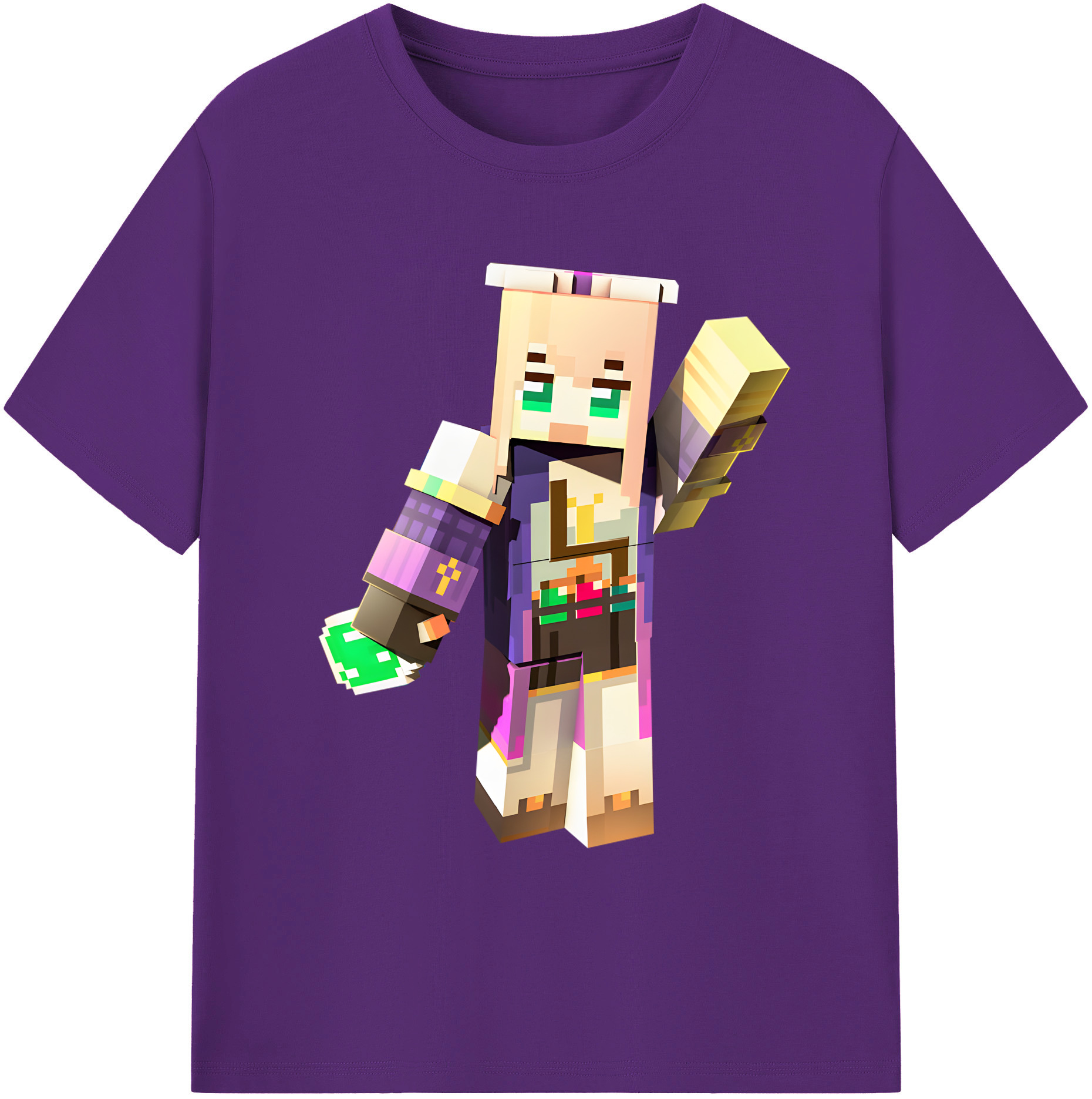 （画像用） マインクラフト ブロックの世界 Minecraft MC Block world 綿100％ メンズ半袖Tシャツ｜肌触りやわらか＆通気性
