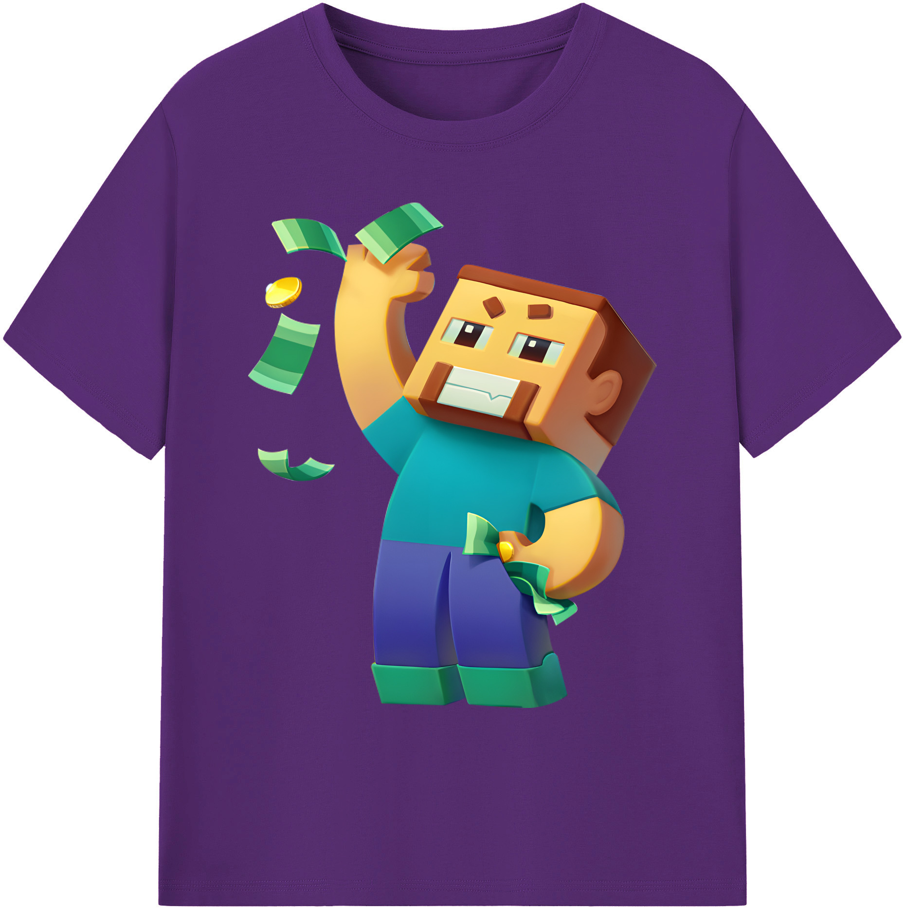 （画像用） マインクラフト ブロックの世界 Minecraft MC Block world 綿100％ メンズ半袖Tシャツ｜肌触りやわらか＆通気性