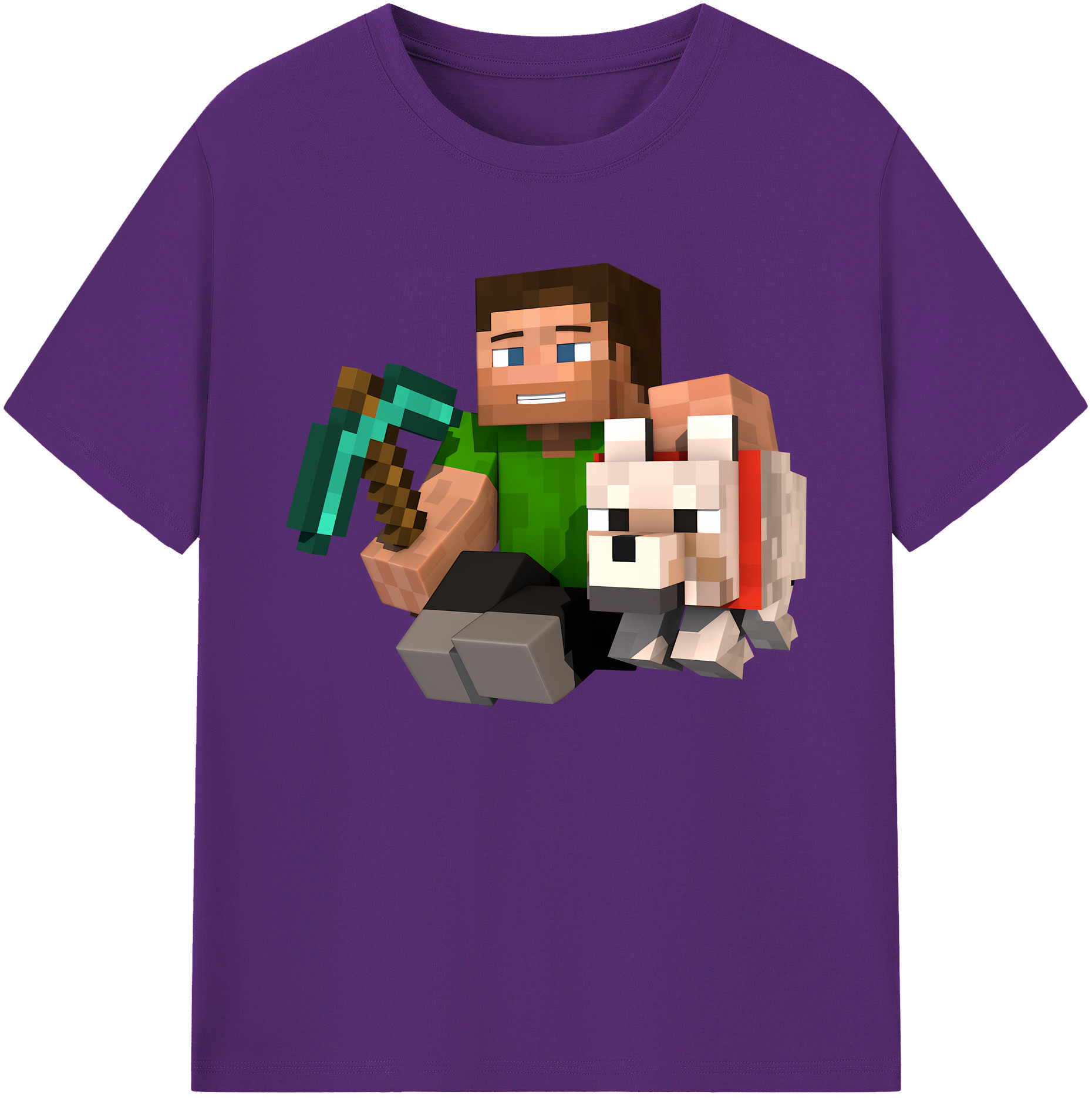 （画像用） マインクラフト ブロックの世界 Minecraft MC Block world 綿100％ メンズ半袖Tシャツ｜肌触りやわらか＆通気性